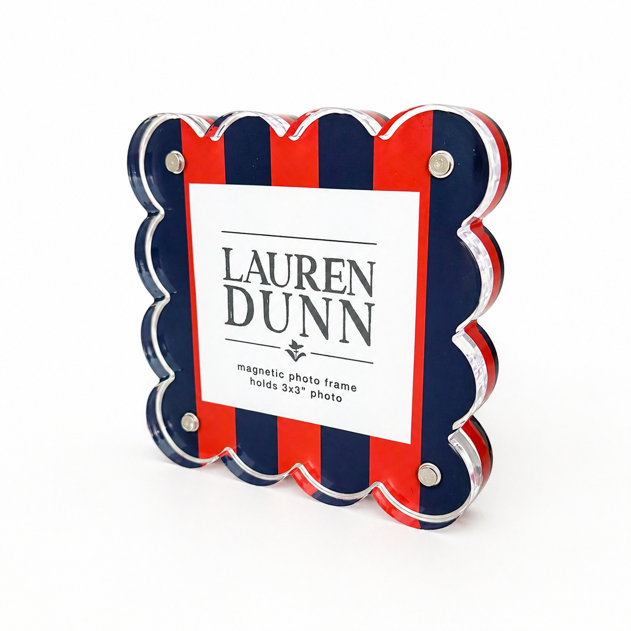 Red and Navy Striped Gameday Scalloped Acrylic Frame