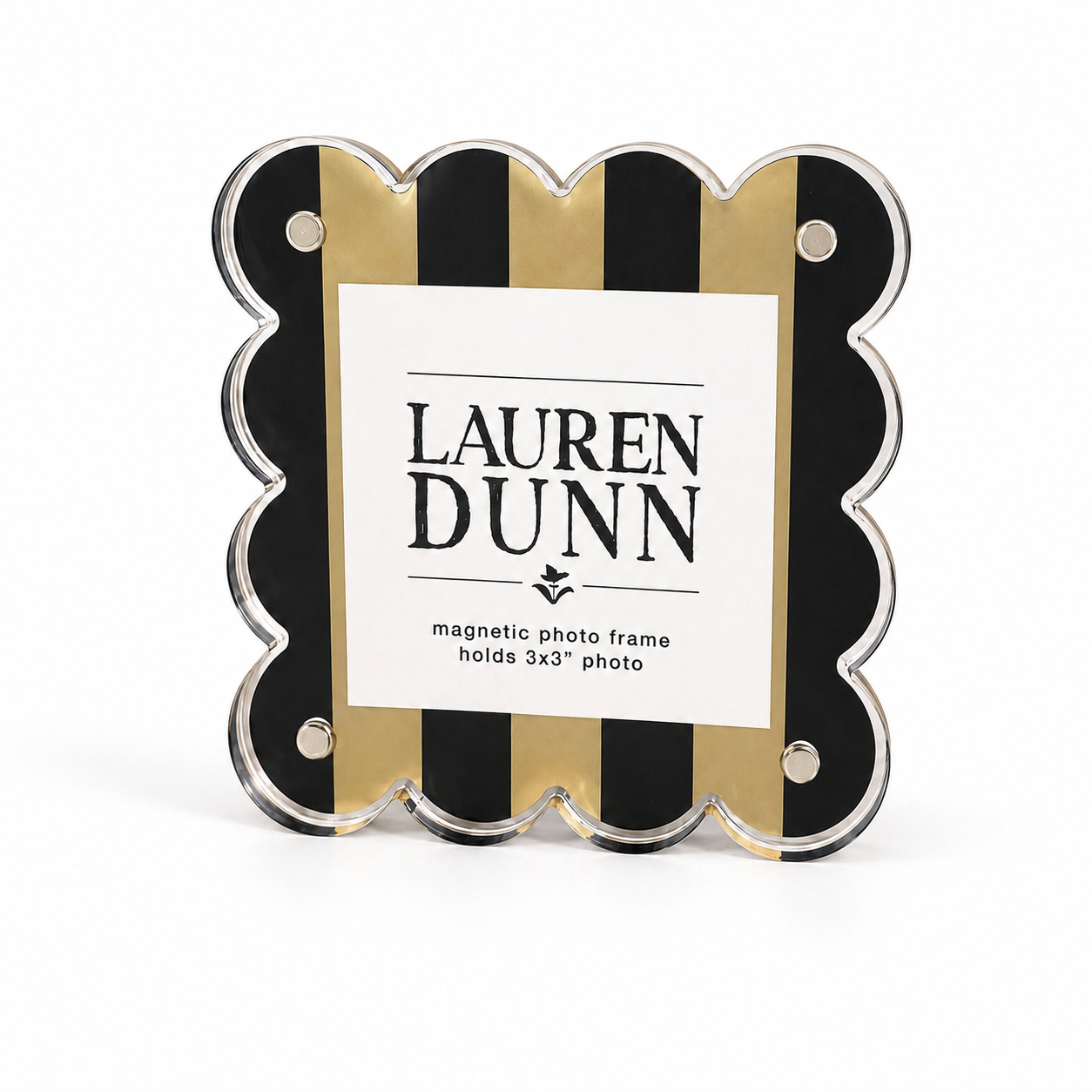 Muted Gold and Black Striped Gameday Scalloped Acrylic Frame