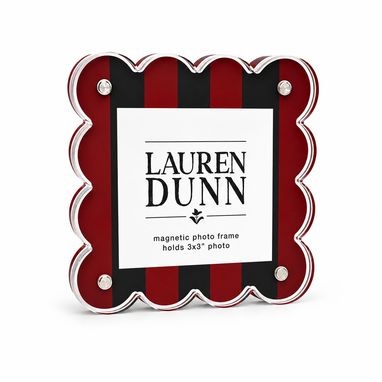 Garnet Red and Black Striped Gameday Scalloped Acrylic Frame