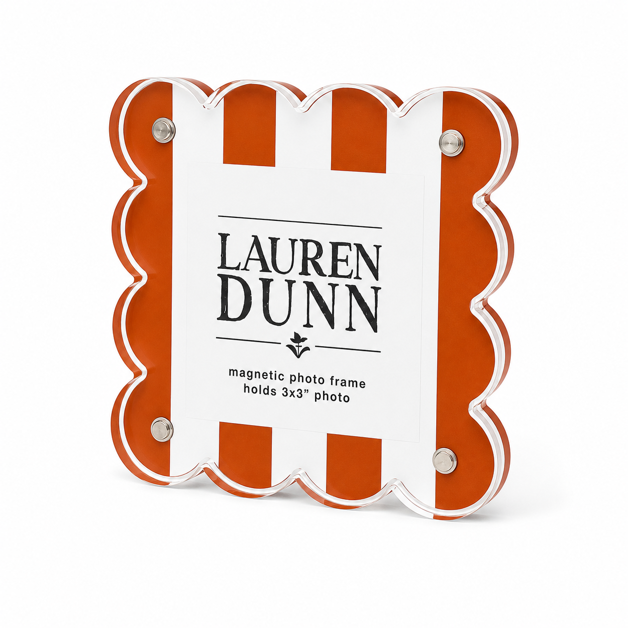 Burnt Orange and White Striped Gameday Scalloped Acrylic Frame