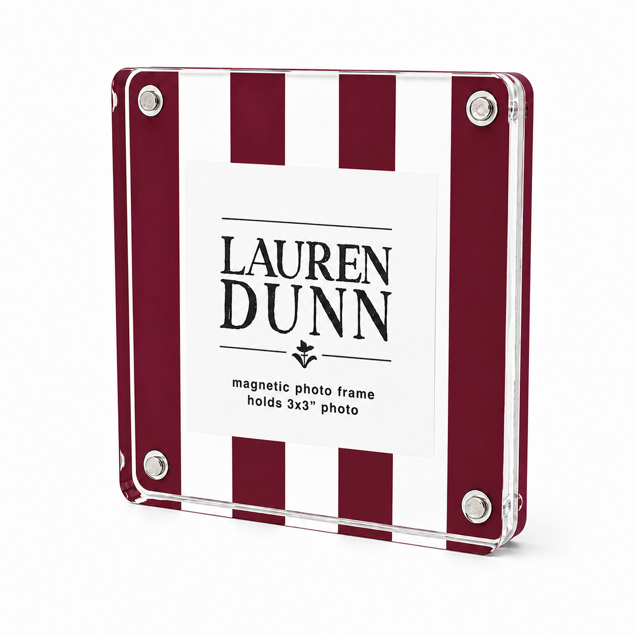 Classic Maroon and White Striped Gameday Square Acrylic Frame