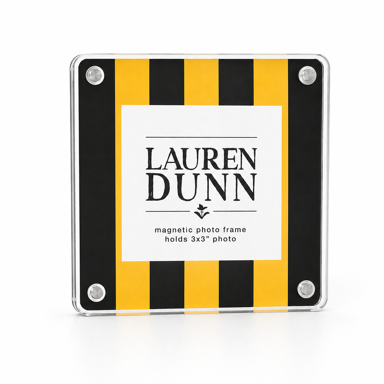 Bright Gold and Black Striped Gameday Square Acrylic Frame