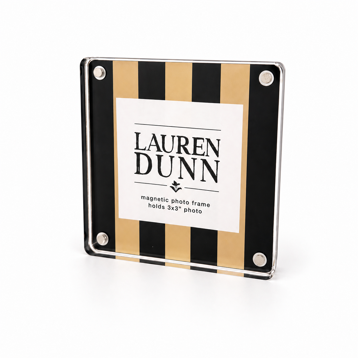 Muted Gold and Black Striped Gameday Square Acrylic Frame