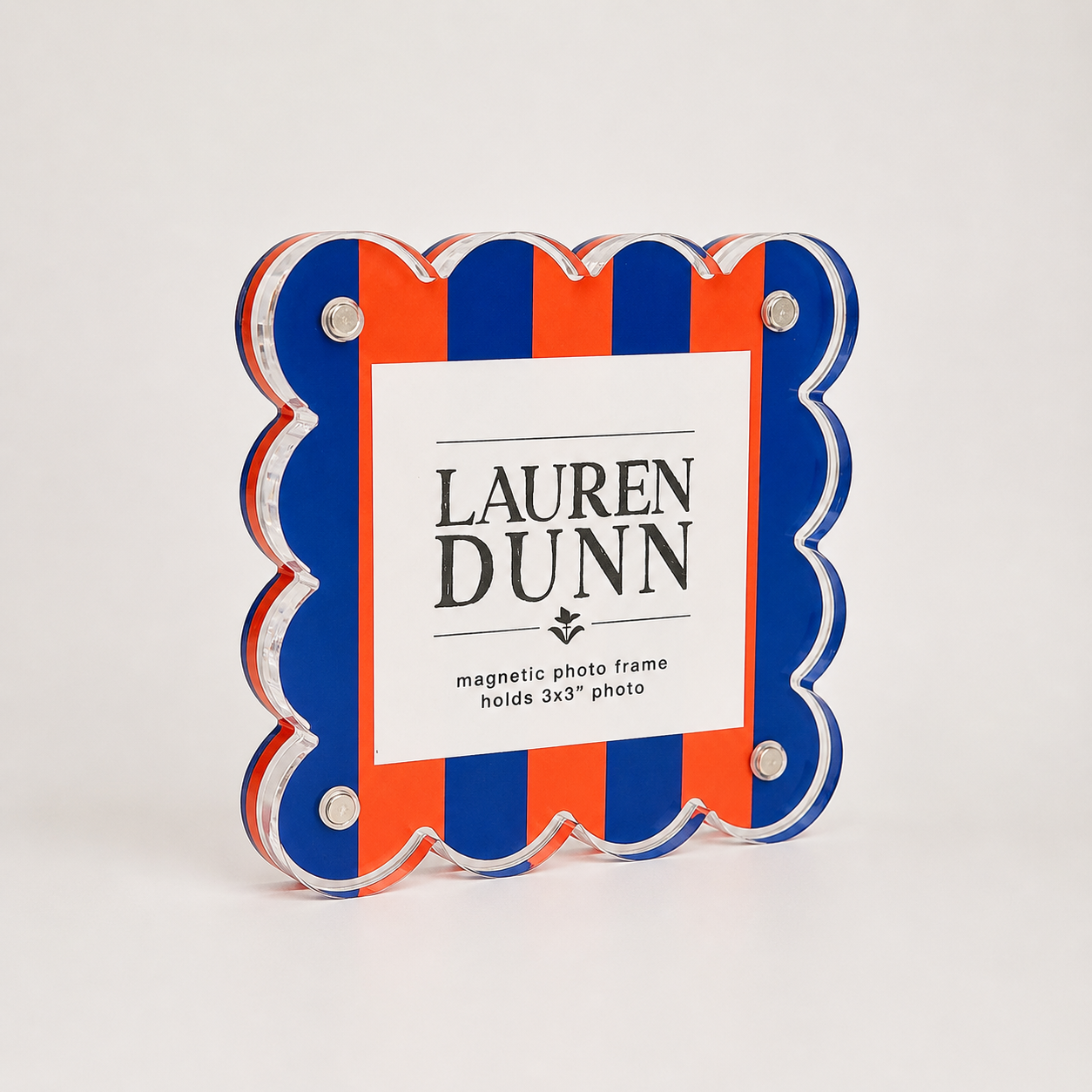 Orange and Blue Striped Gameday Scalloped Acrylic Frame