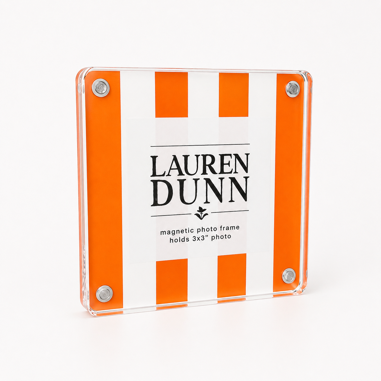 Orange and White Striped Gameday Square Acrylic Frame