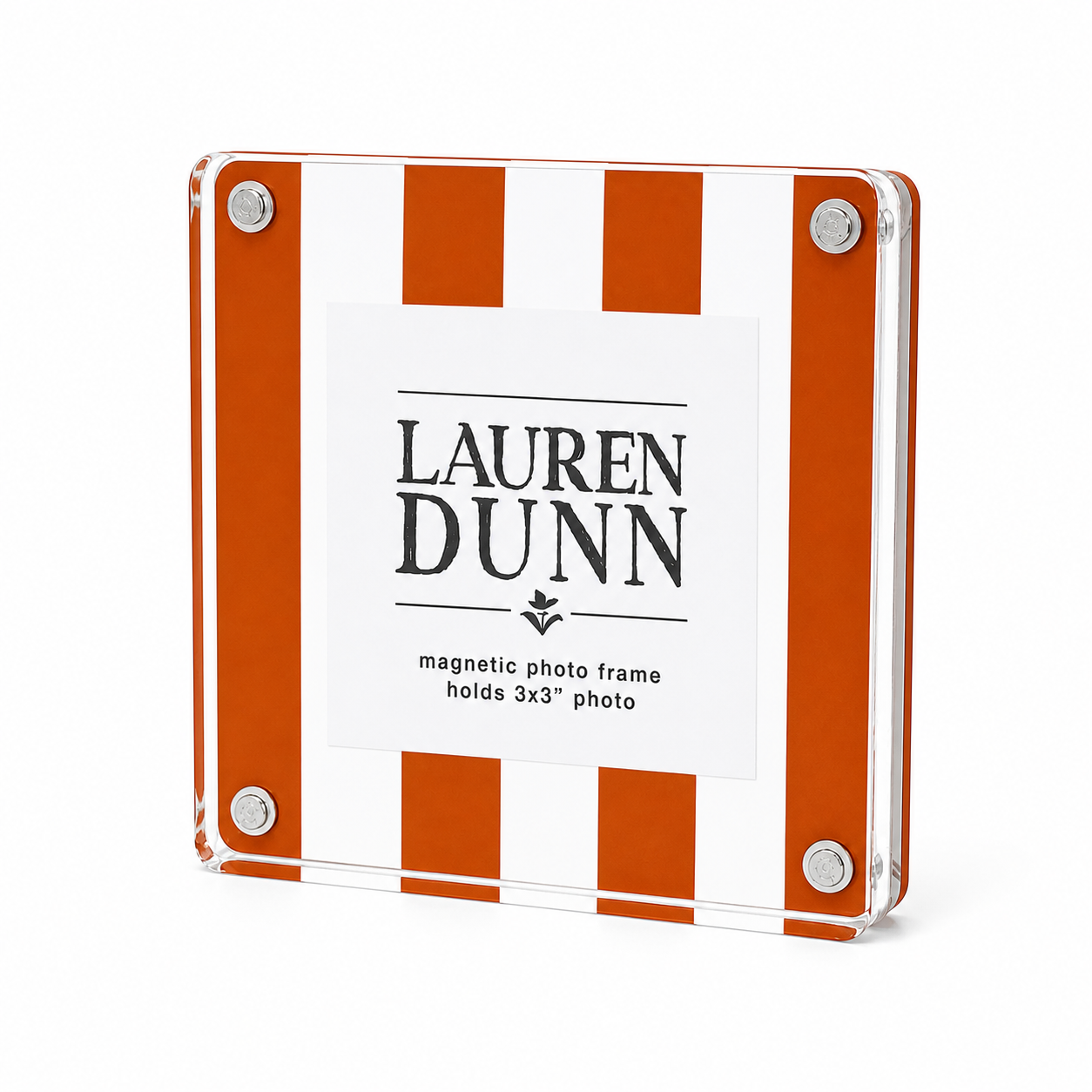 Burnt Orange and White Striped Gameday Square Acrylic Frame