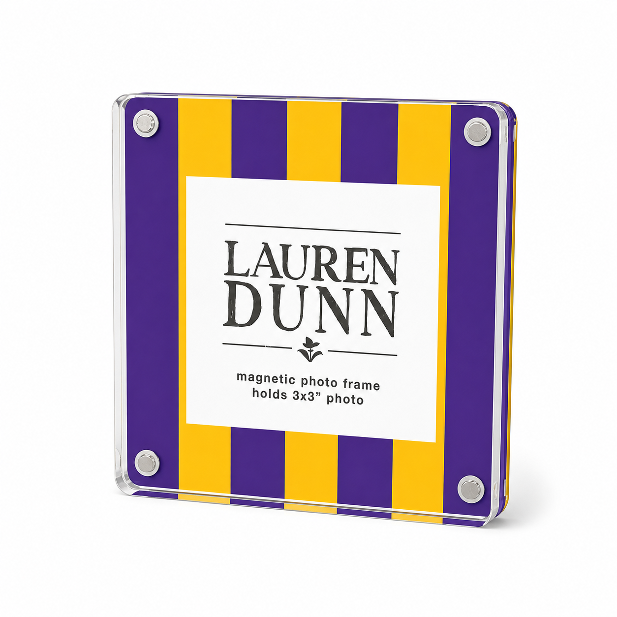 Purple and Gold Striped Gameday Square Acrylic Frame
