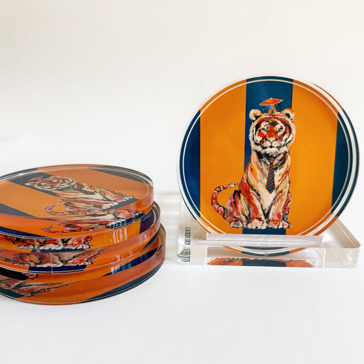TIGER IN NAVY GAME DAY COASTER SET