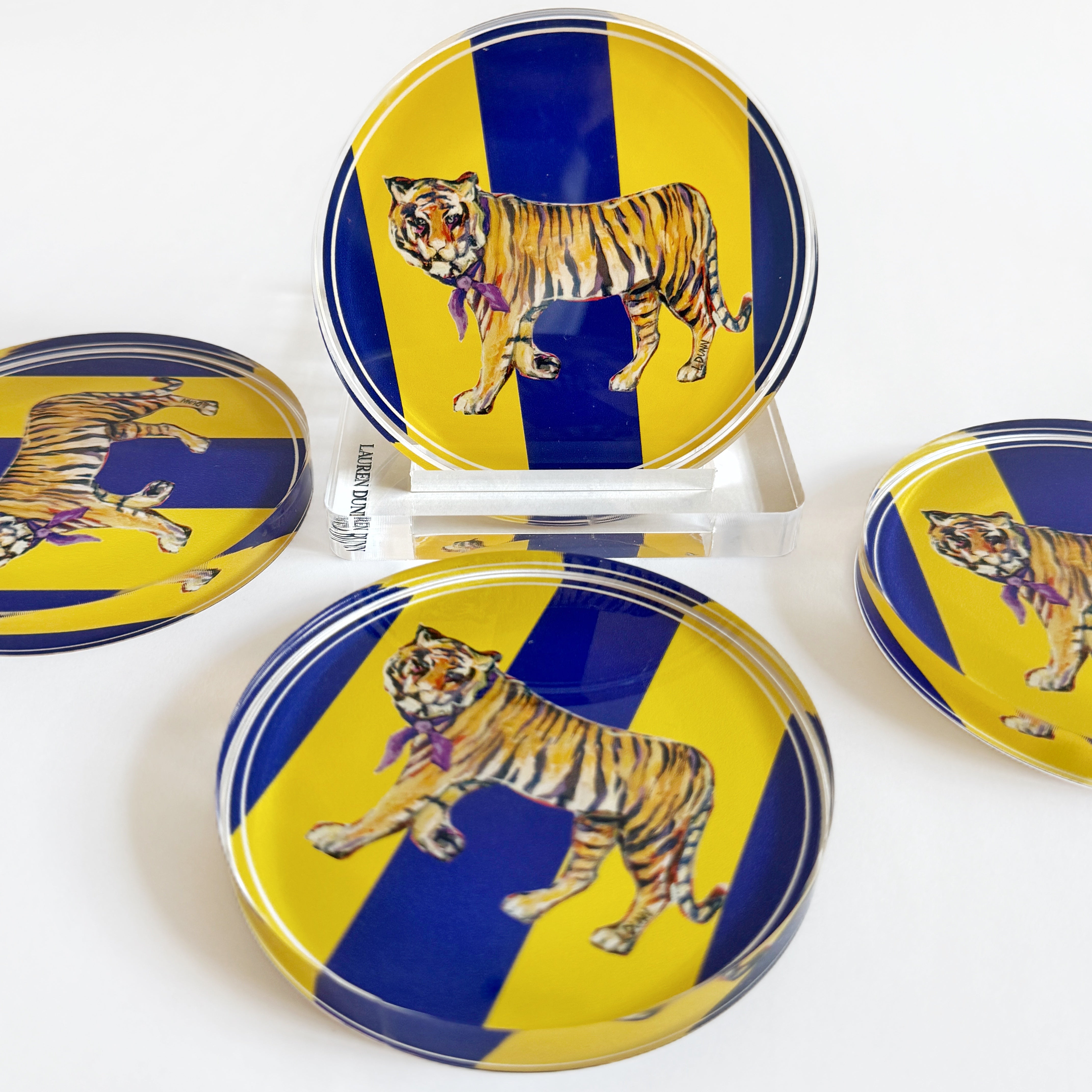 TIGER IN PURPLE GAME DAY COASTER SET