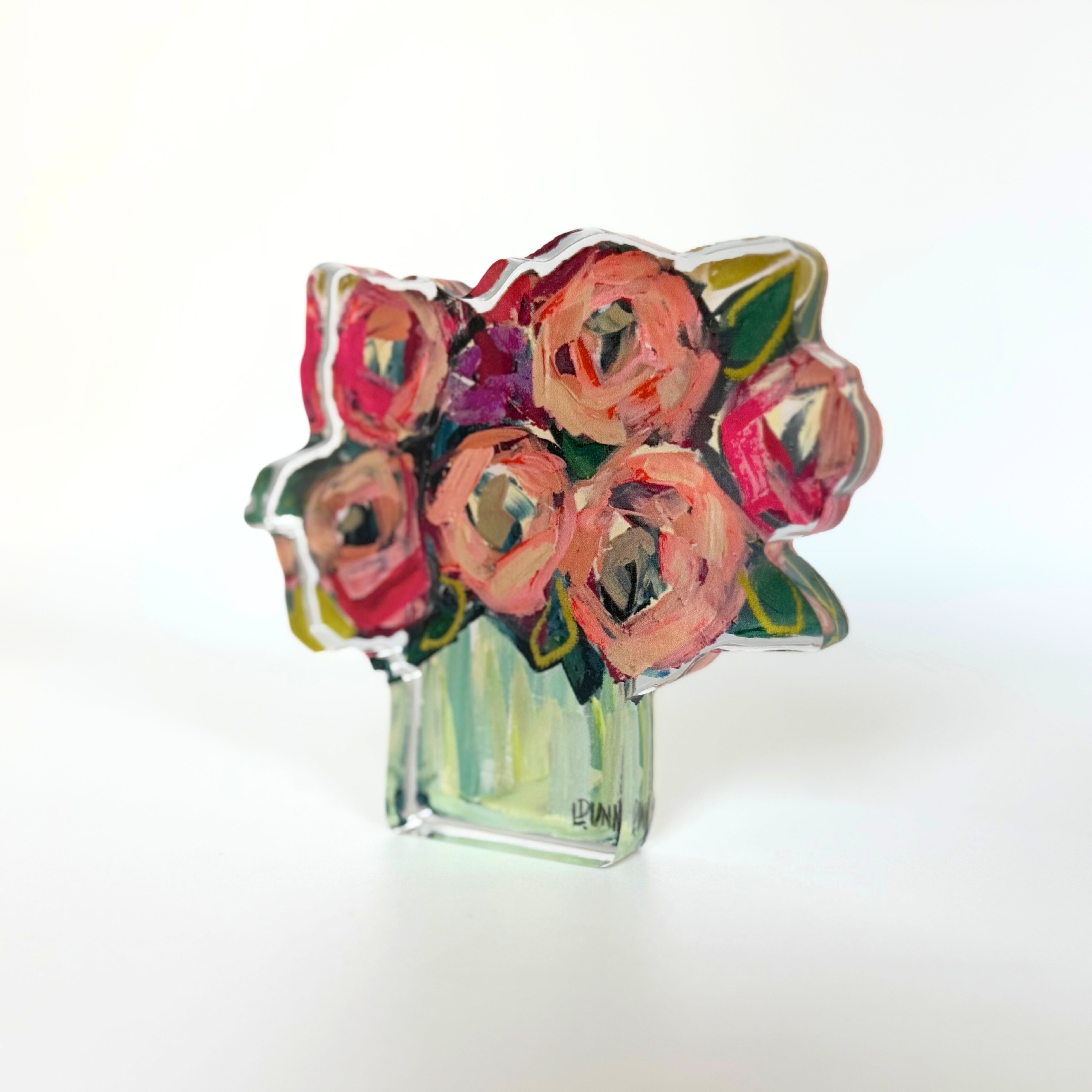 Blush and Blue Acrylic Floral