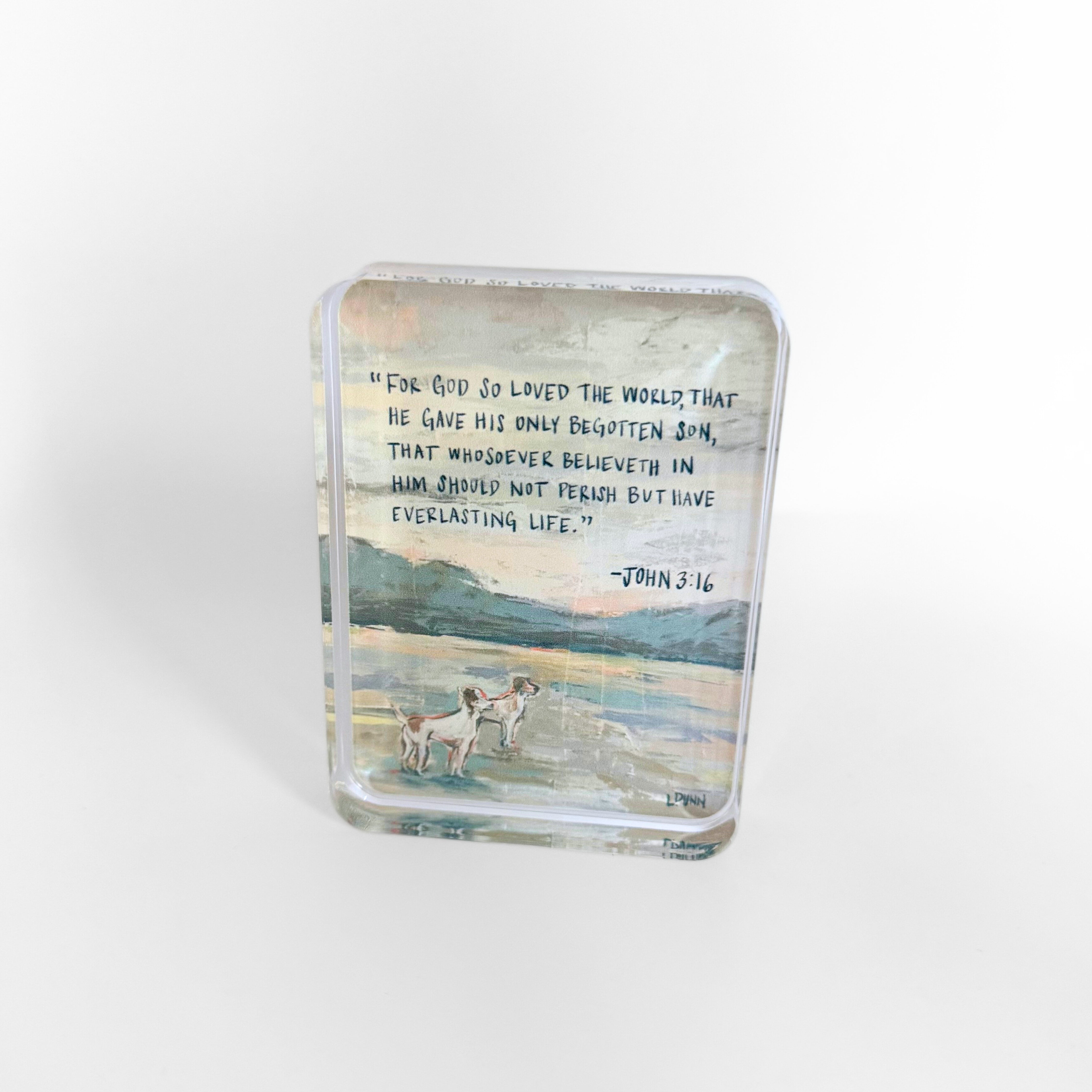 John 3:16 Acrylic Scripture Block