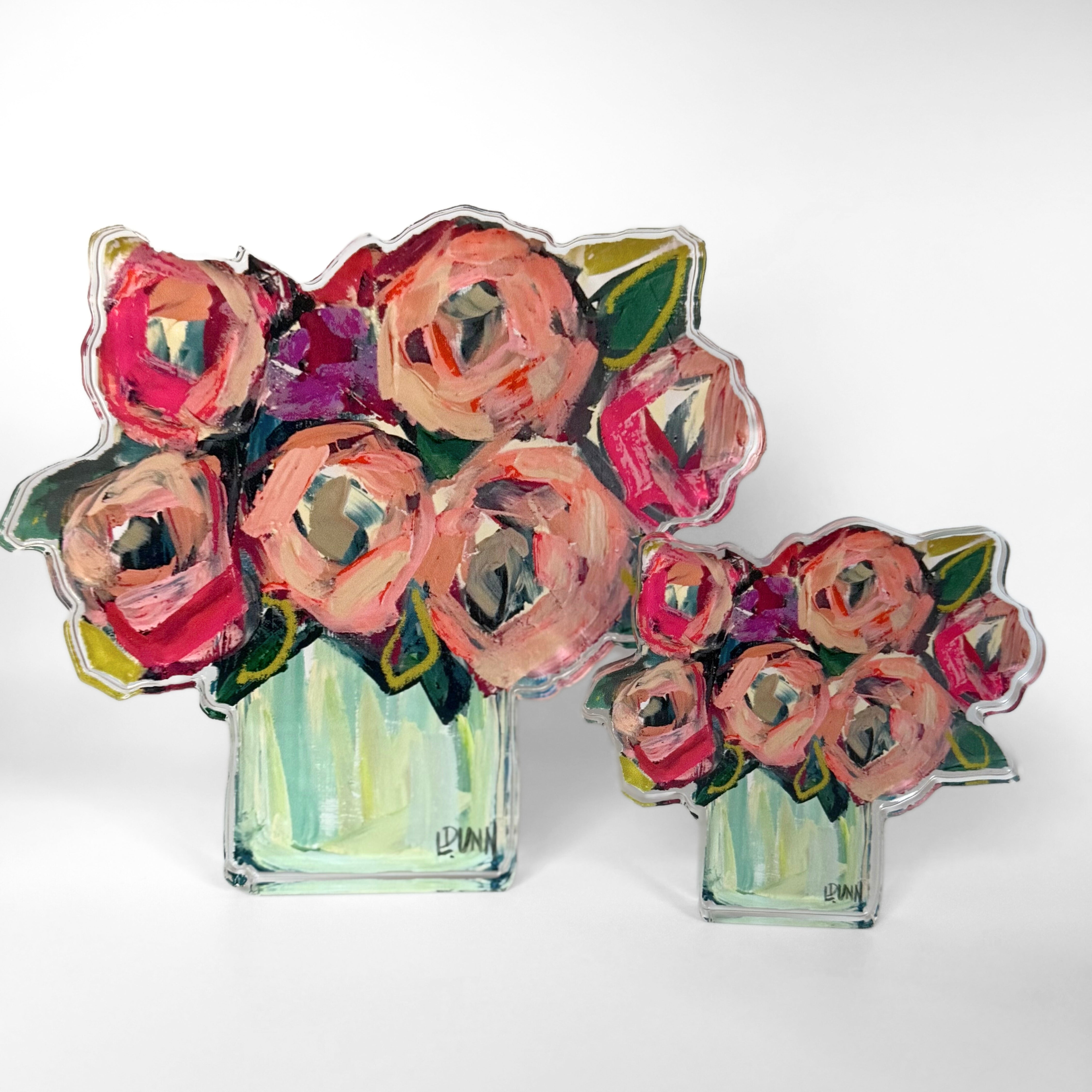 Blush and Blue Acrylic Floral