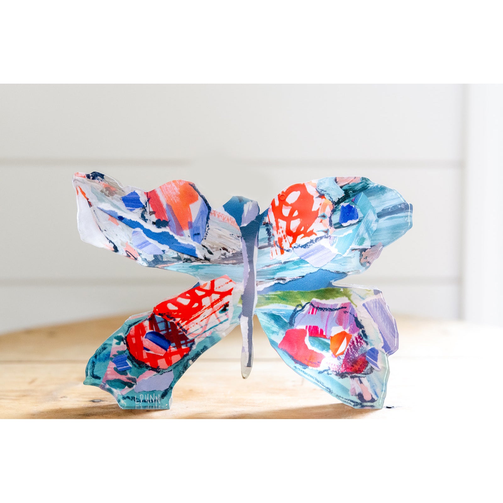 ORANGE AND BLUE BUTTERFLY ACRYLIC BLOCK