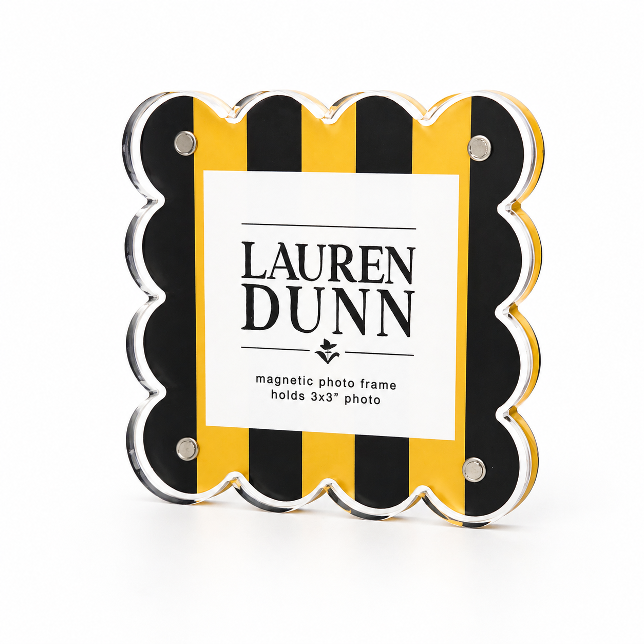 Bright Gold and Black Striped Gameday Scalloped Acrylic Frame