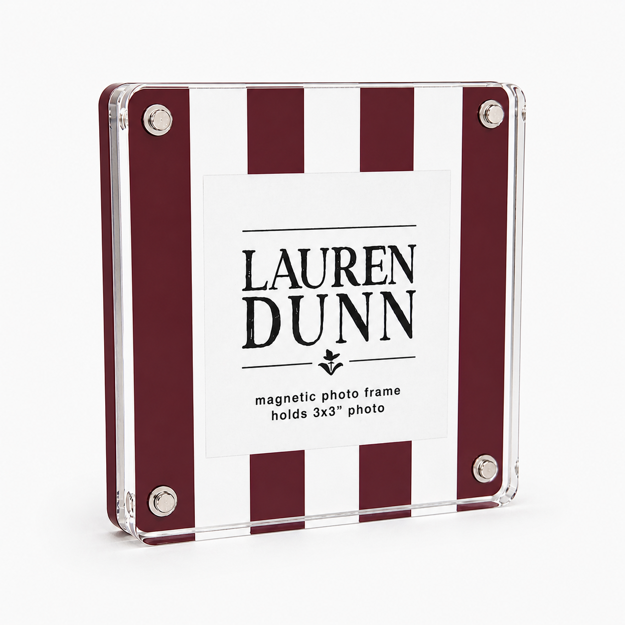 Maroon and White Striped Gameday Square Acrylic Frame