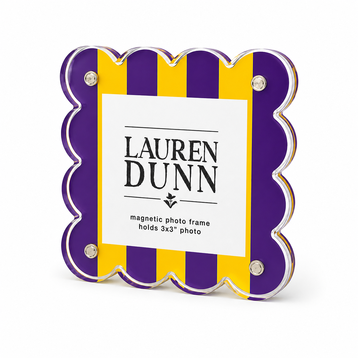 Purple and Gold Striped Gameday Scalloped Acrylic Frame