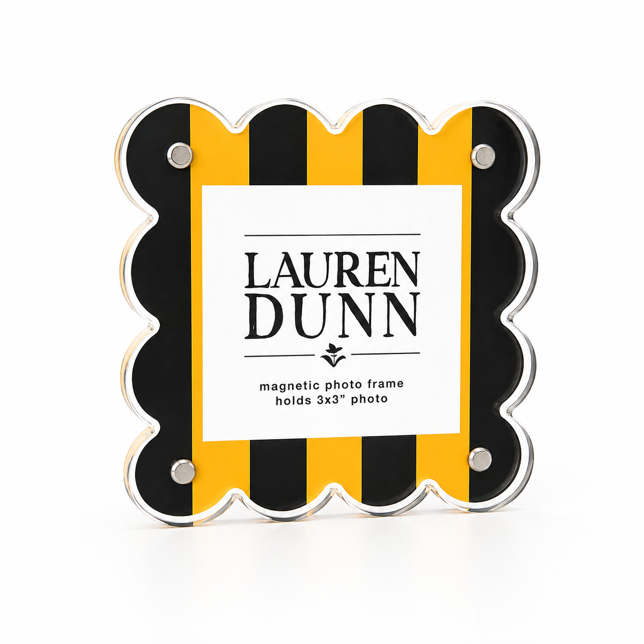Bright Gold and Black Striped Gameday Scalloped Acrylic Frame