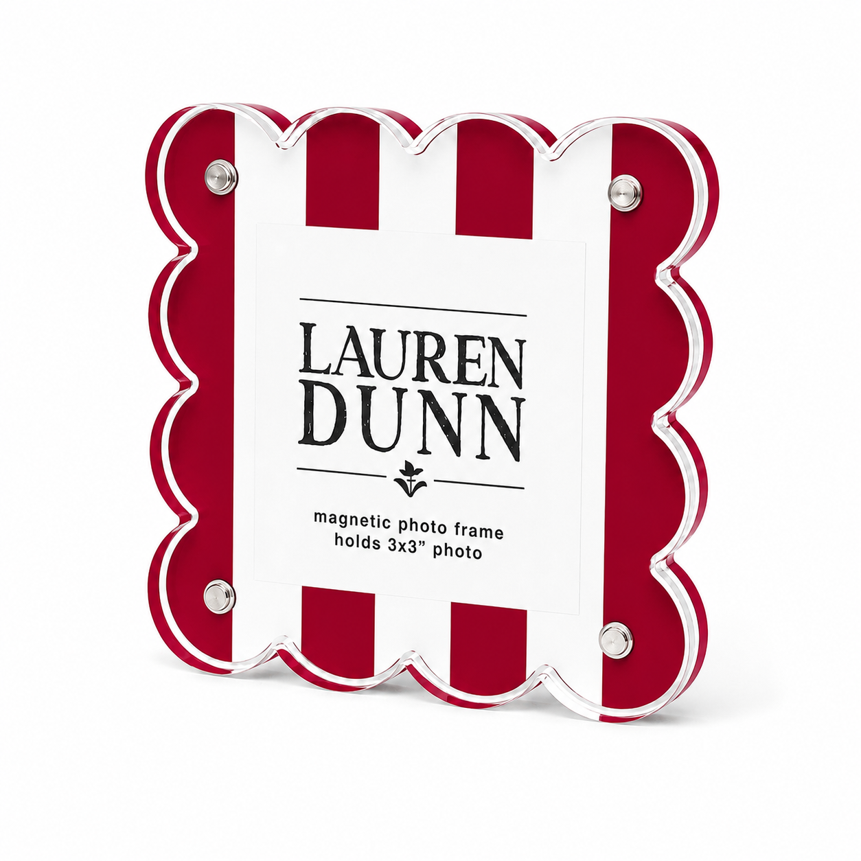 Red and White Striped Gameday Scalloped Acrylic Frame