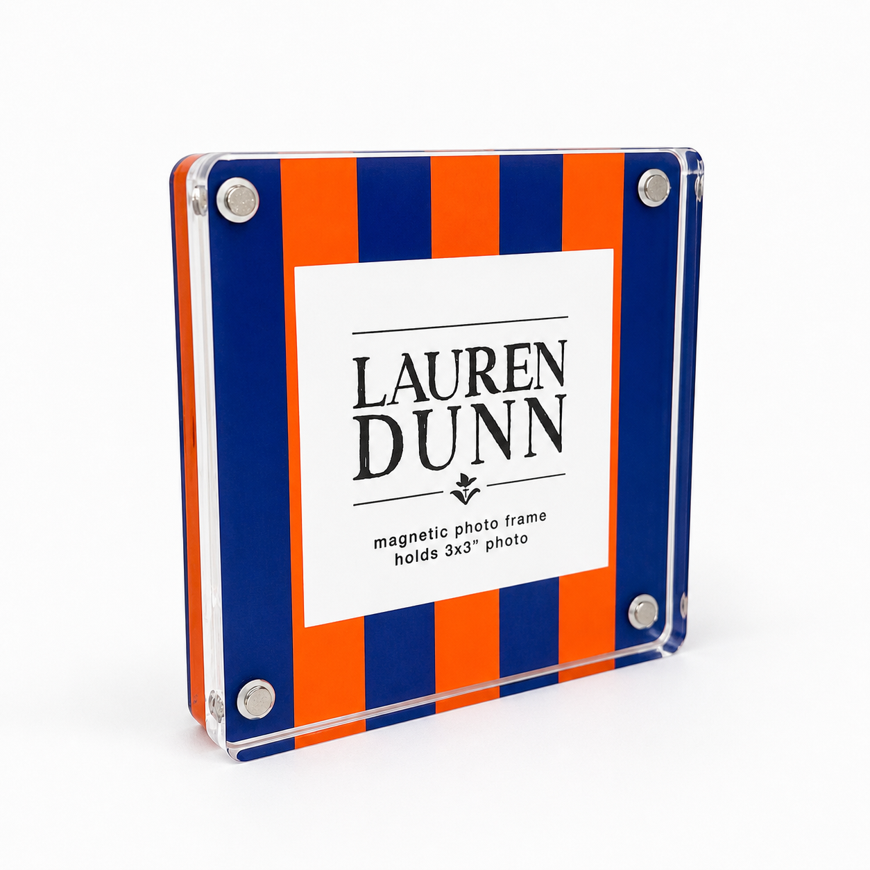 Orange and Blue Striped Gameday Square Acrylic Frame