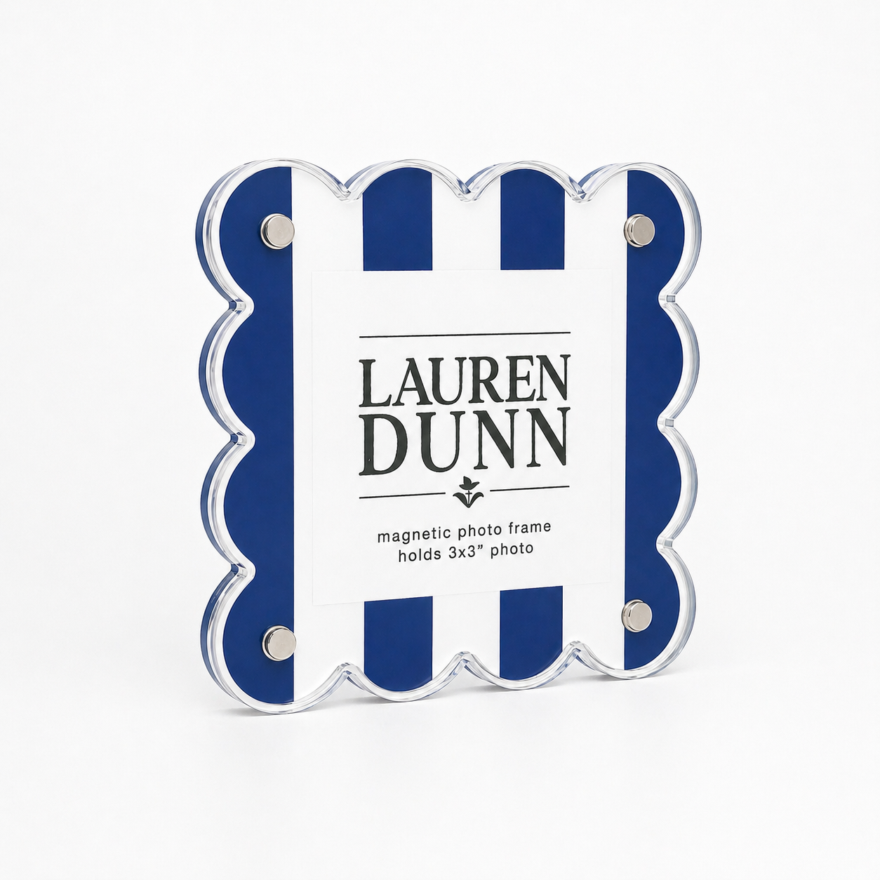 Blue and White Striped Gameday Scalloped Acrylic Frame