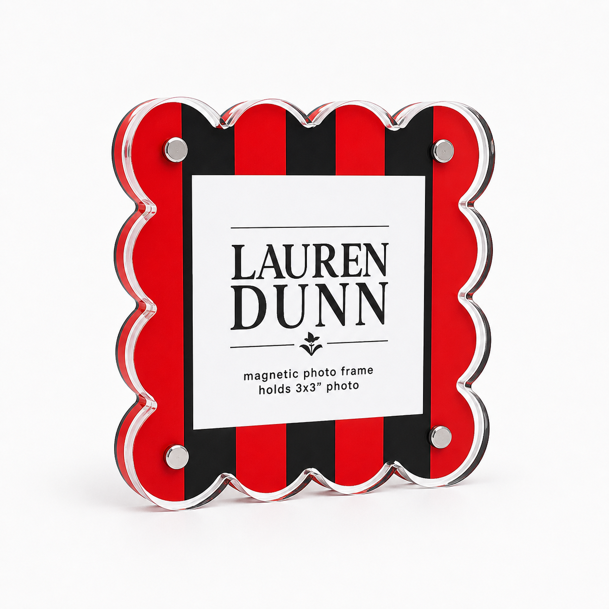 Red and Black Striped Gameday Scalloped Acrylic Frame