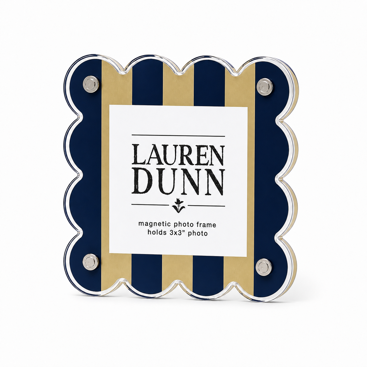 Gold and Blue Striped Gameday Scalloped Acrylic Frame