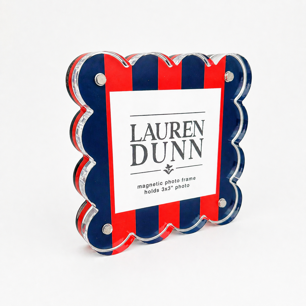 Red and Navy Striped Gameday Scalloped Acrylic Frame