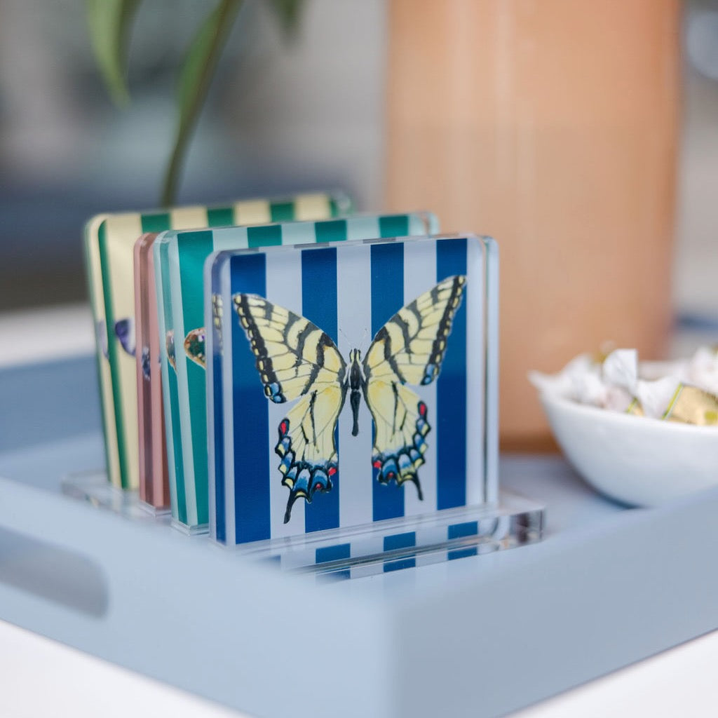 Posh Butterfly Coaster Set
