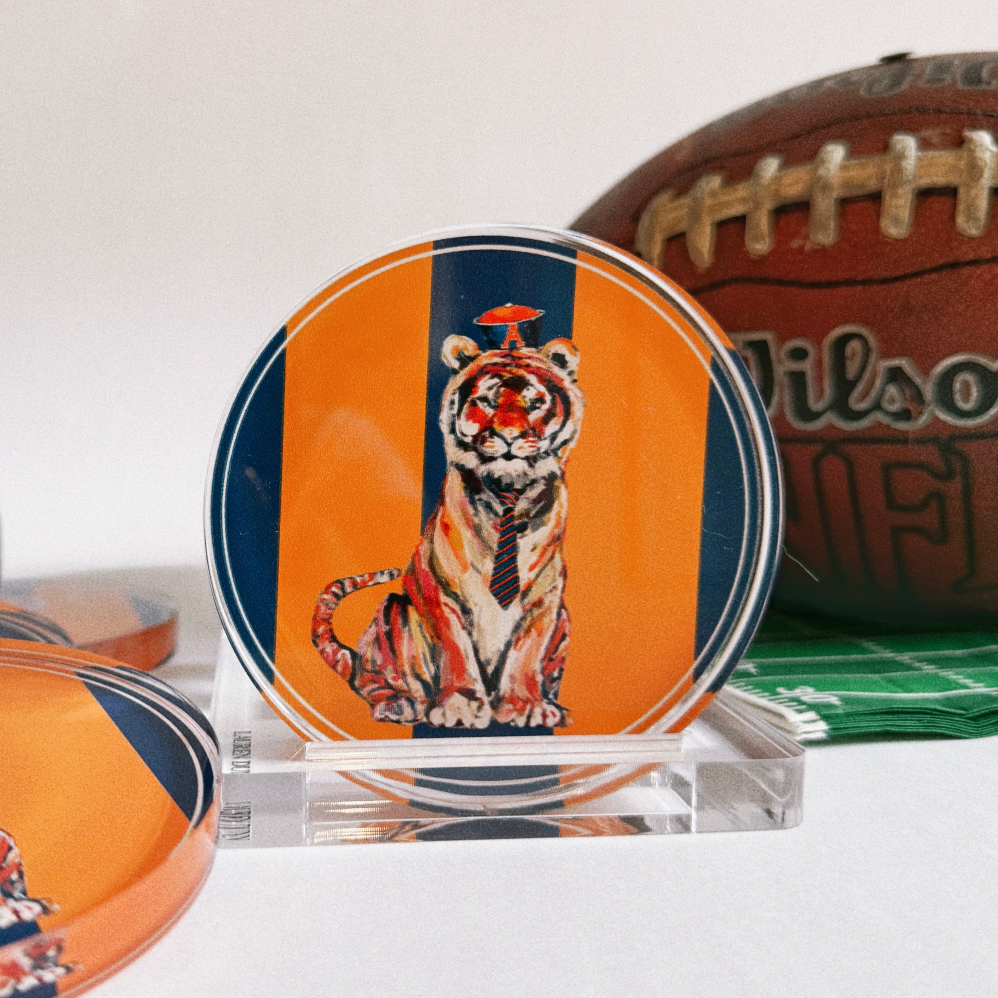 TIGER IN NAVY GAME DAY COASTER SET