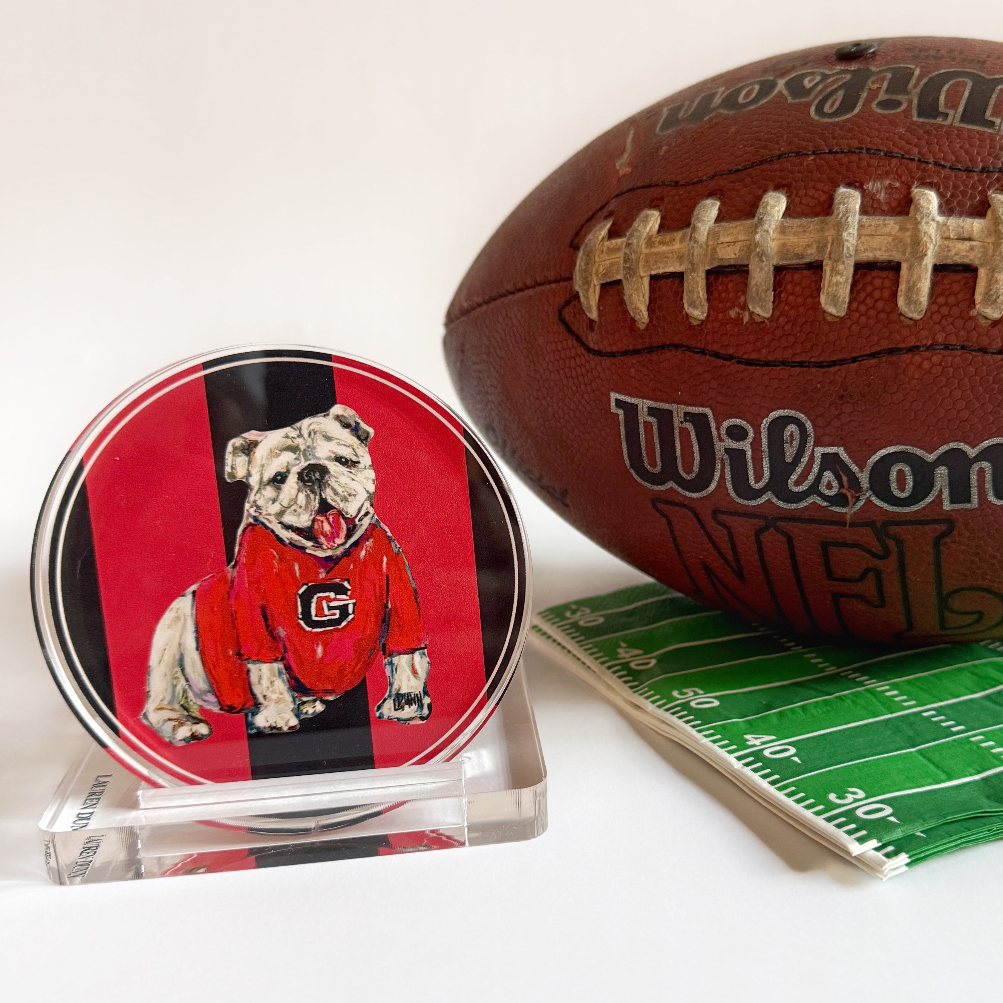 BULLDOG IN RED GAME DAY COASTER SET