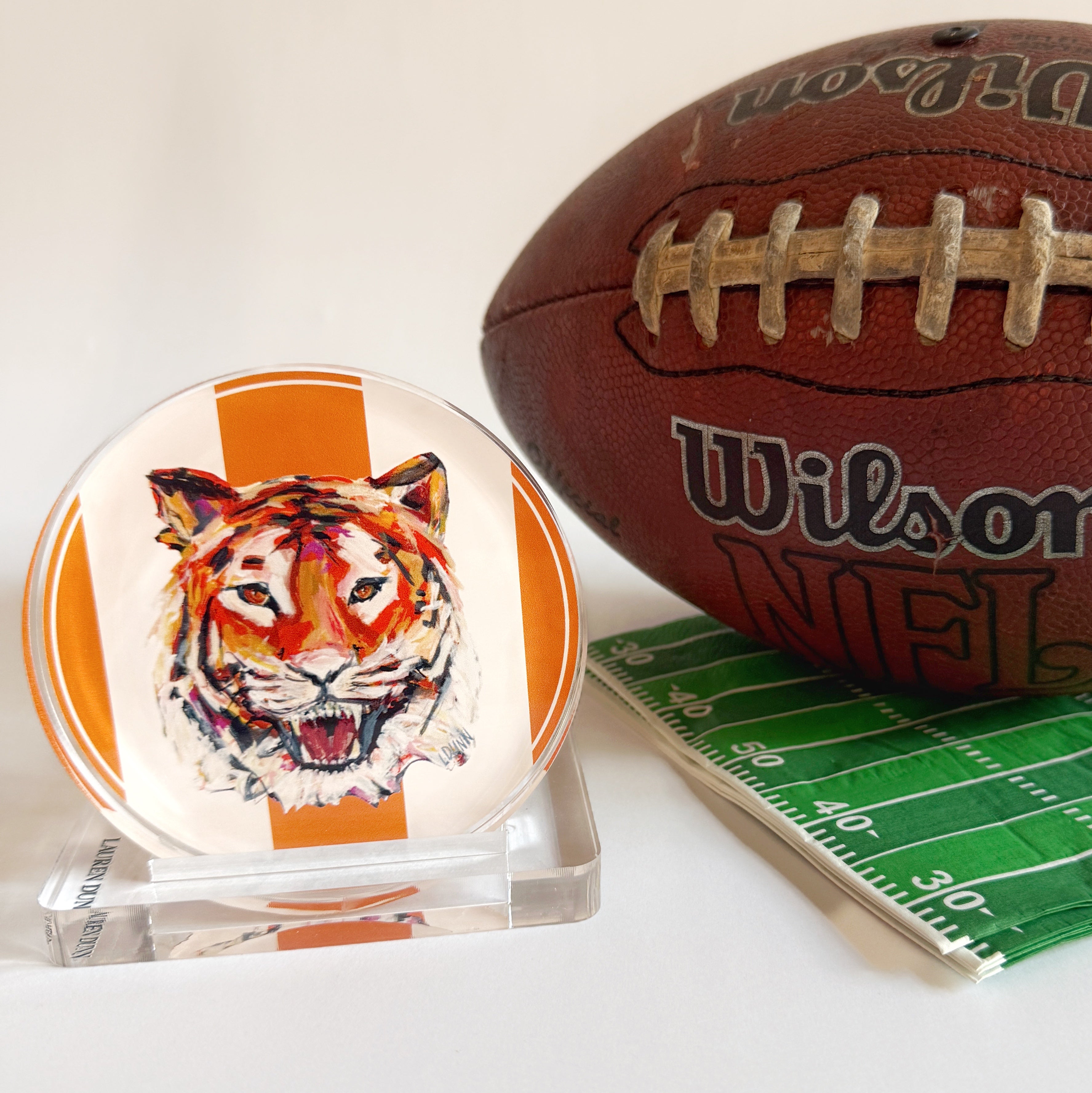 TIGER IN ORANGE GAME DAY COASTER SET