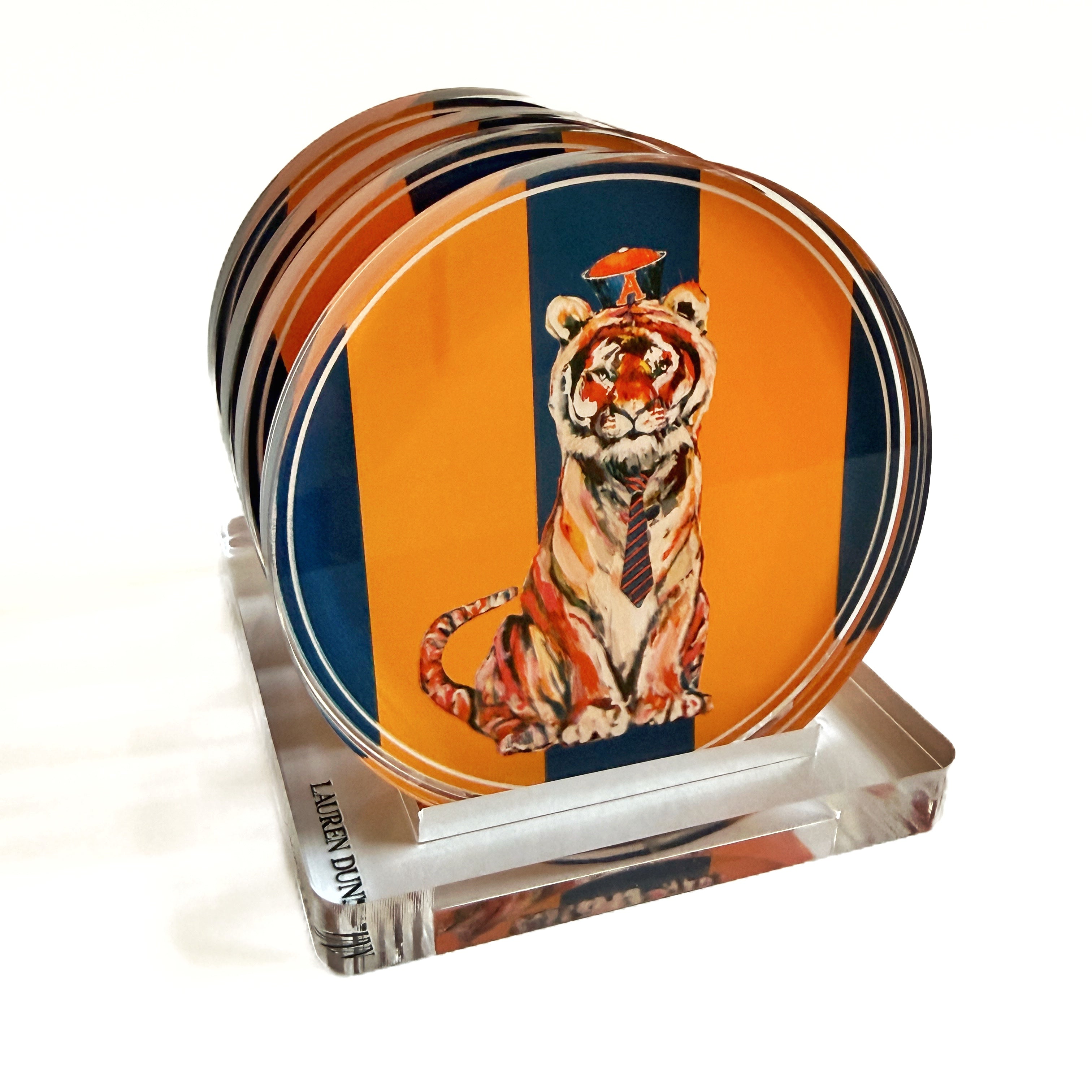TIGER IN NAVY GAME DAY COASTER SET