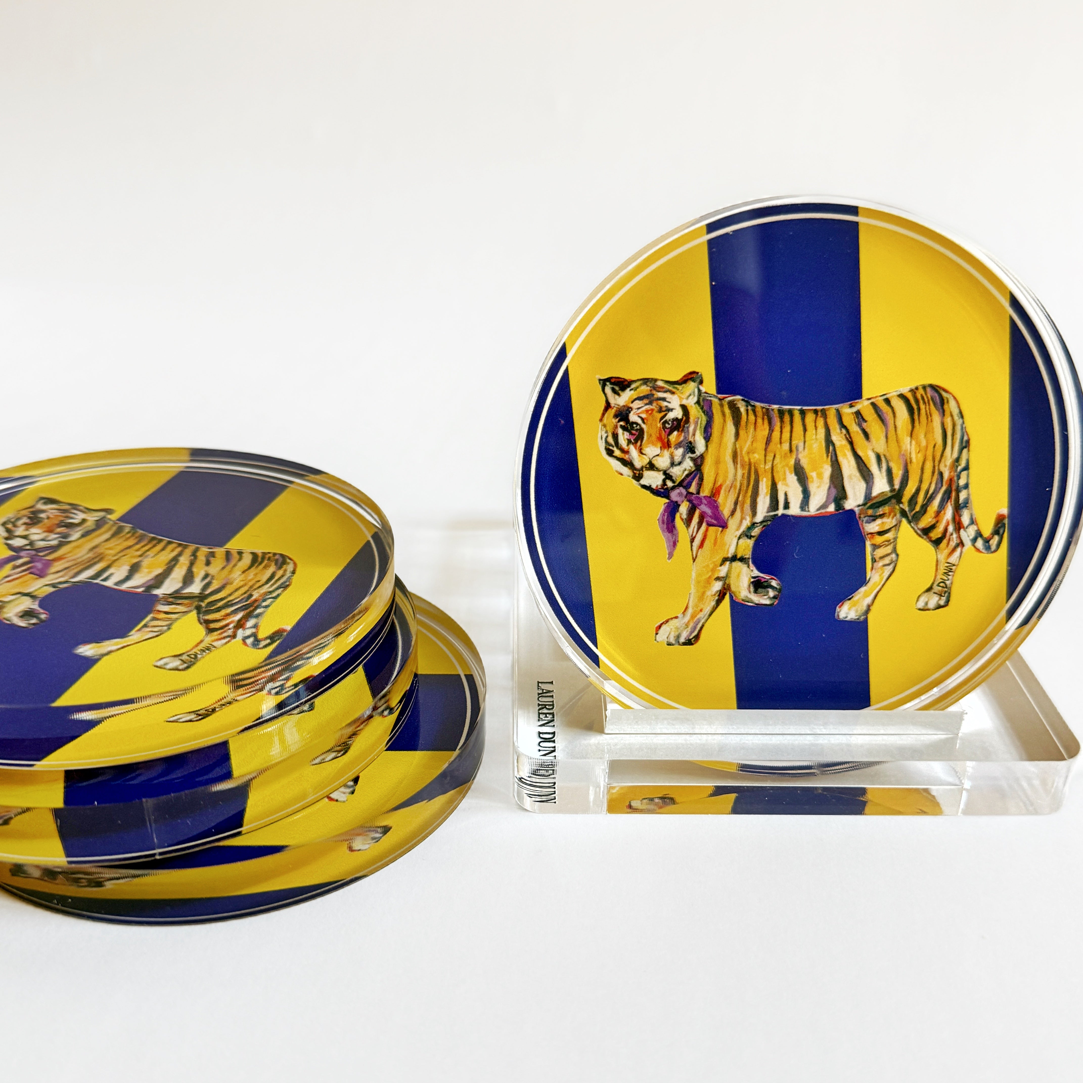 TIGER IN PURPLE GAME DAY COASTER SET