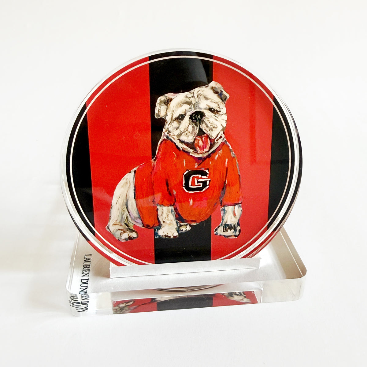 BULLDOG IN RED GAME DAY COASTER SET