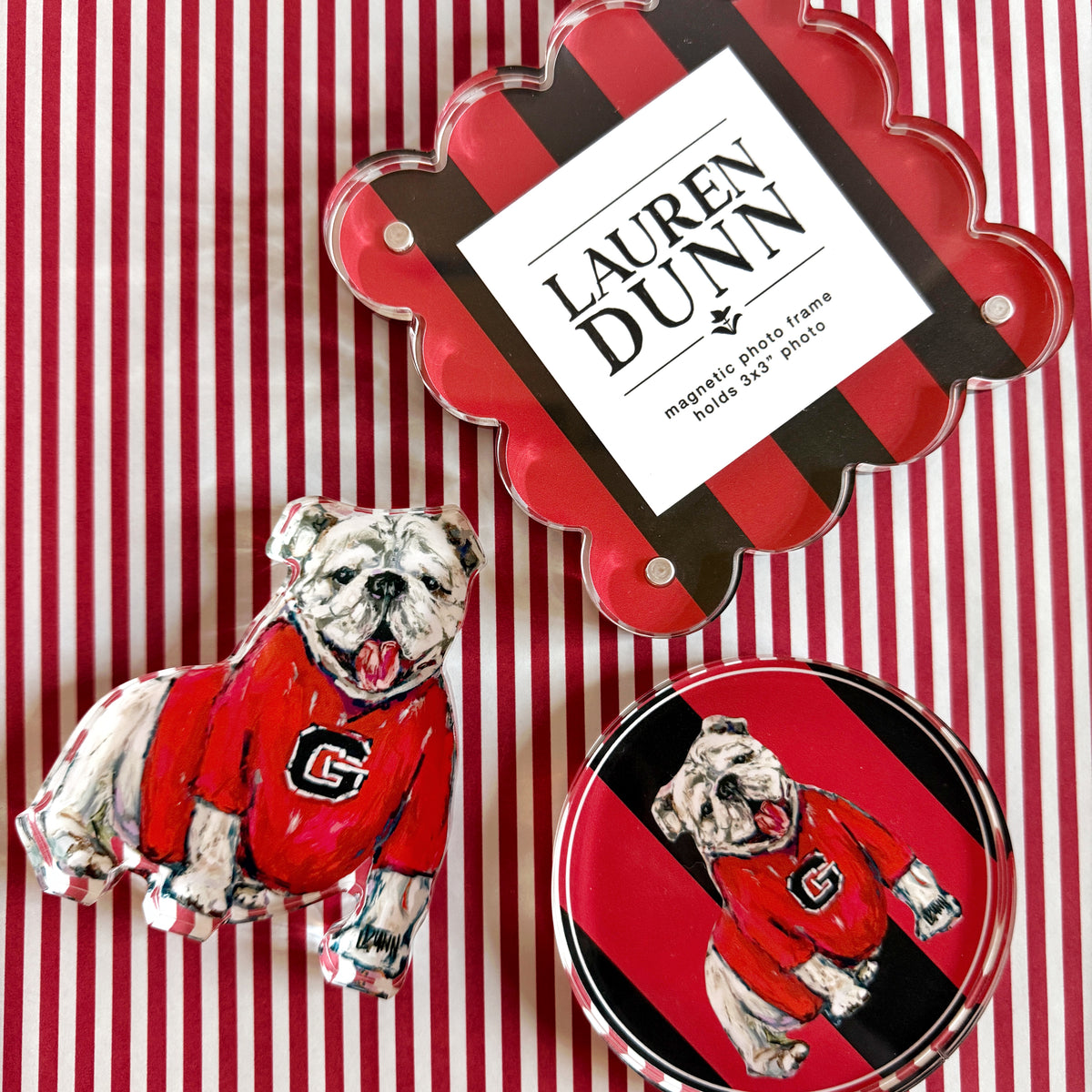 BULLDOG IN RED GAME DAY COASTER SET