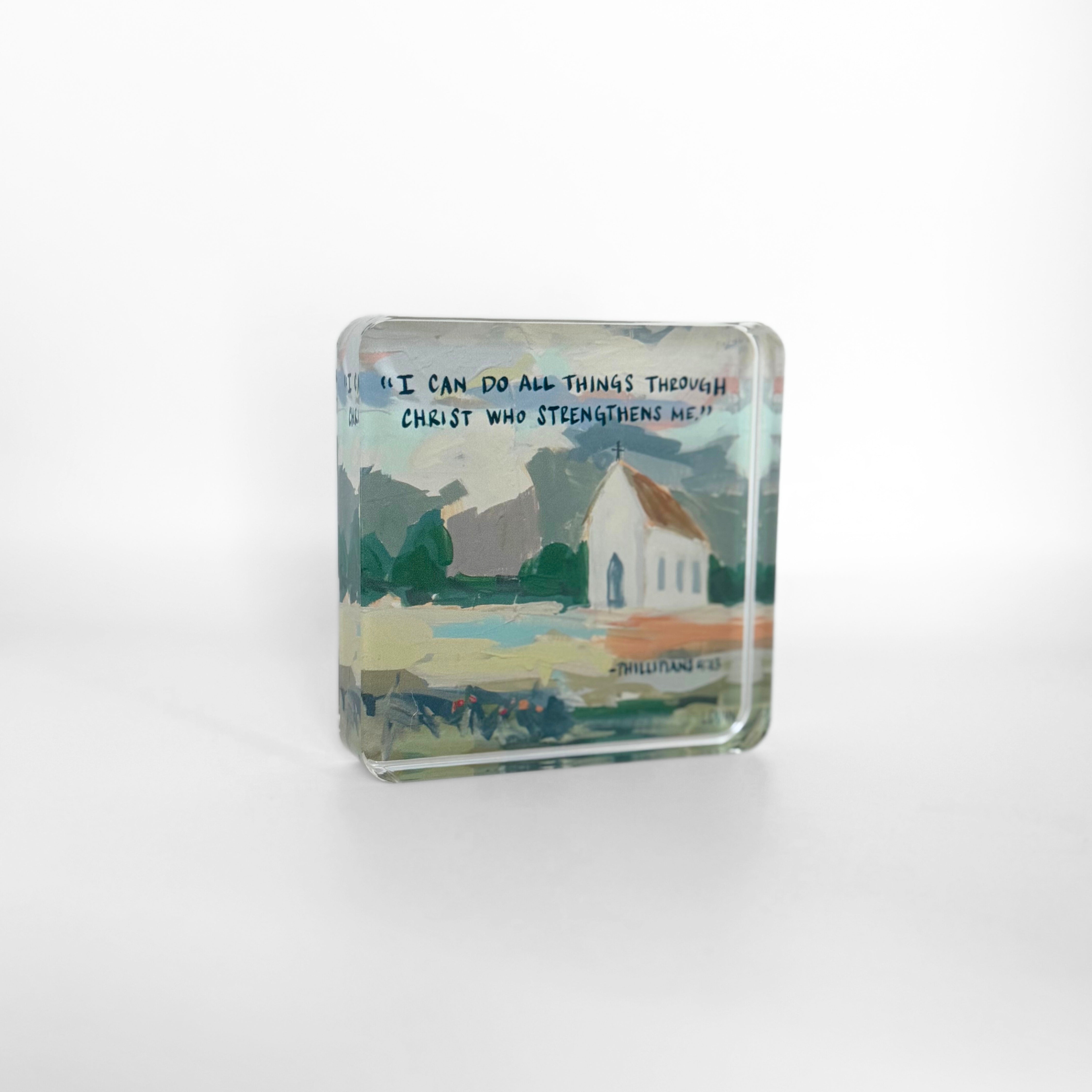 Phillipians 4:13 Acrylic Scripture Block