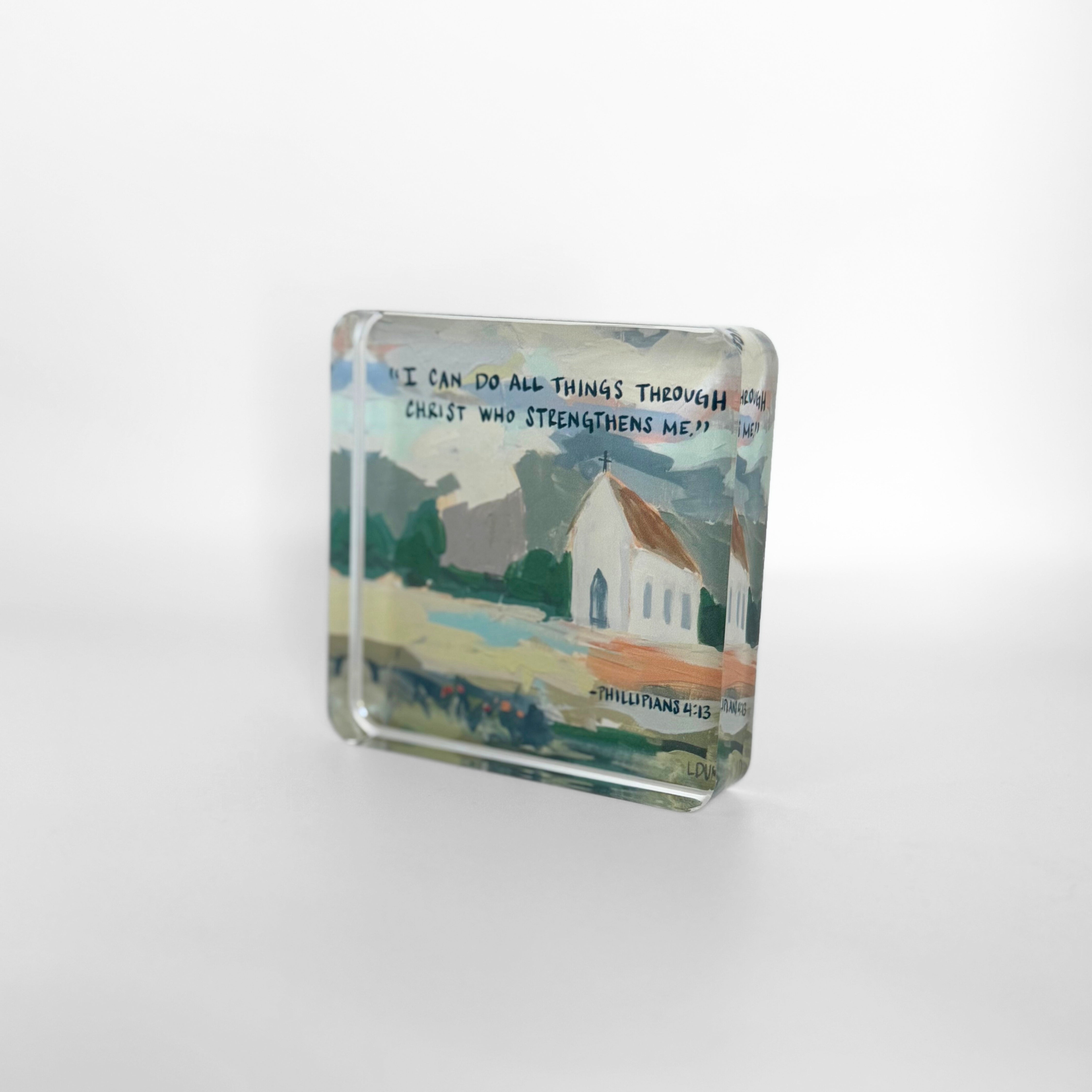 Phillipians 4:13 Acrylic Scripture Block