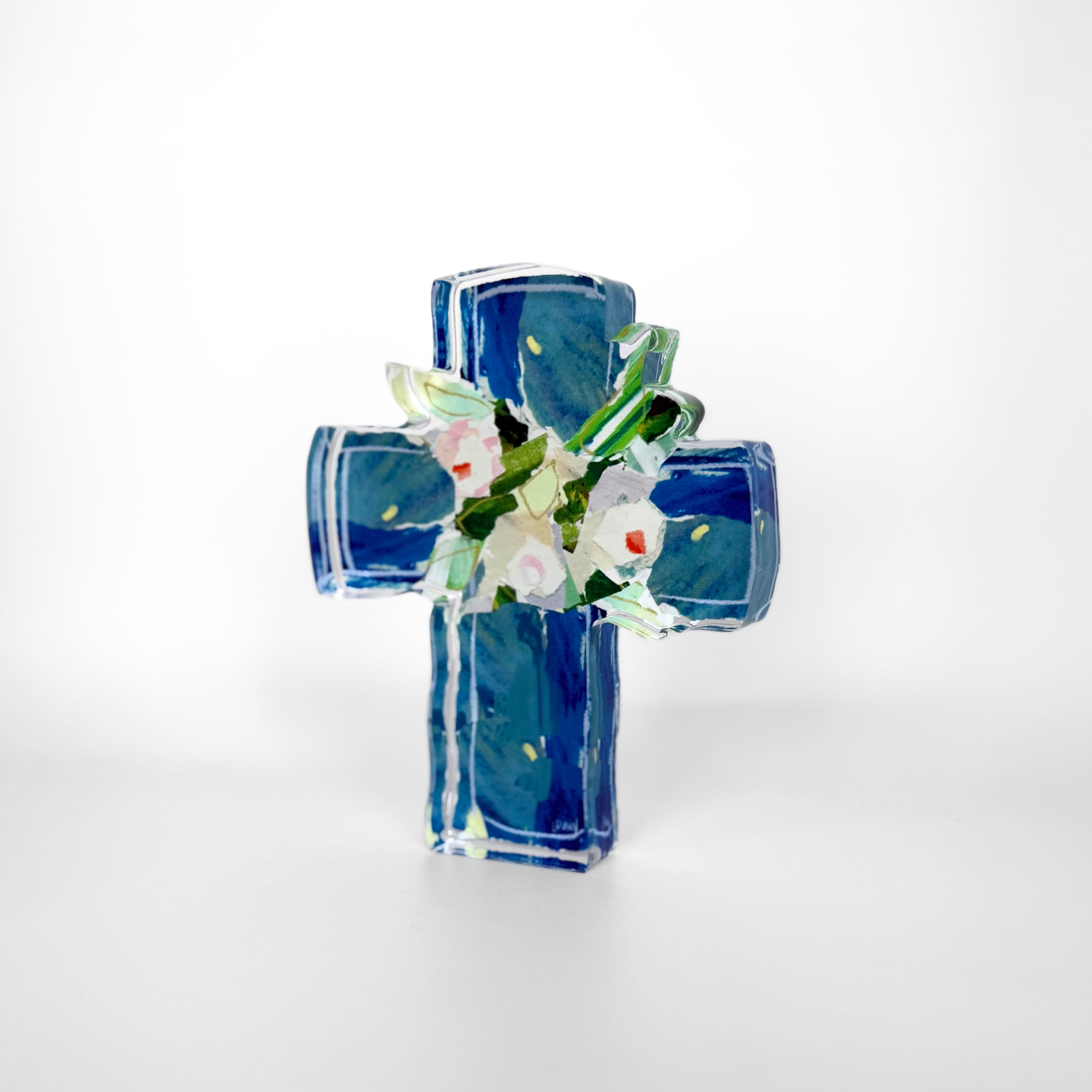 Blue Confetti Acrylic Cross