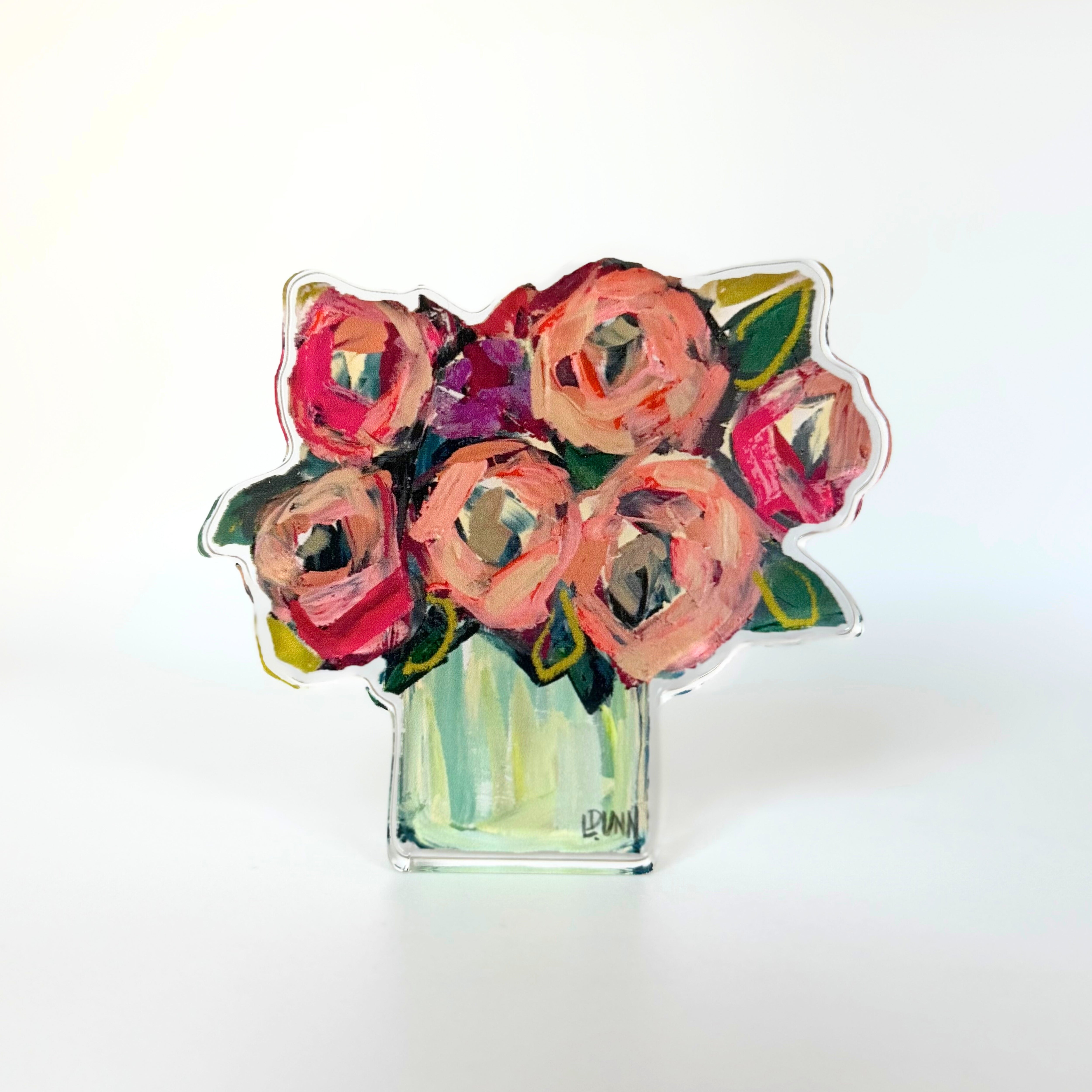 Blush and Blue Acrylic Floral