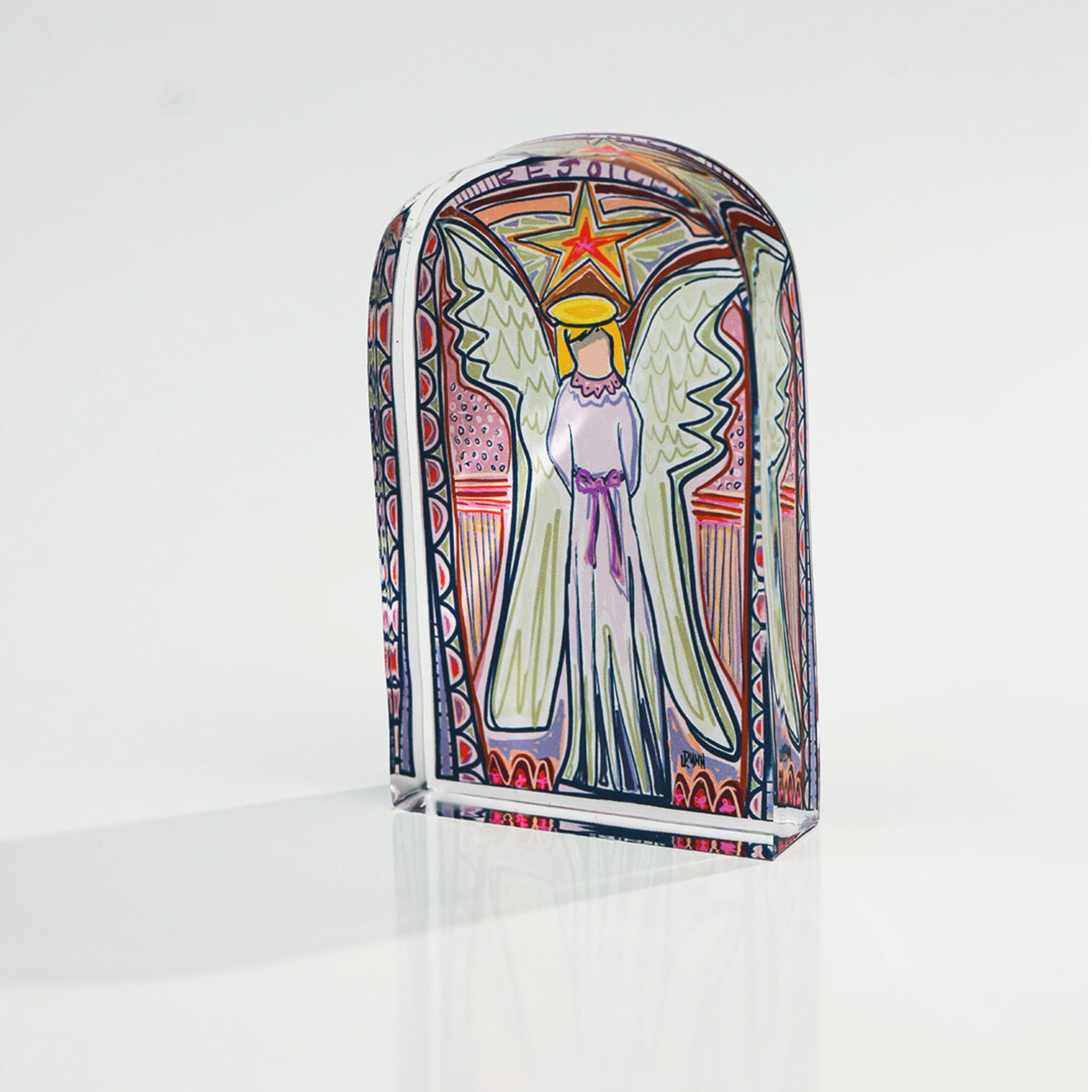 Pink Stained Glass Acrylic Angel