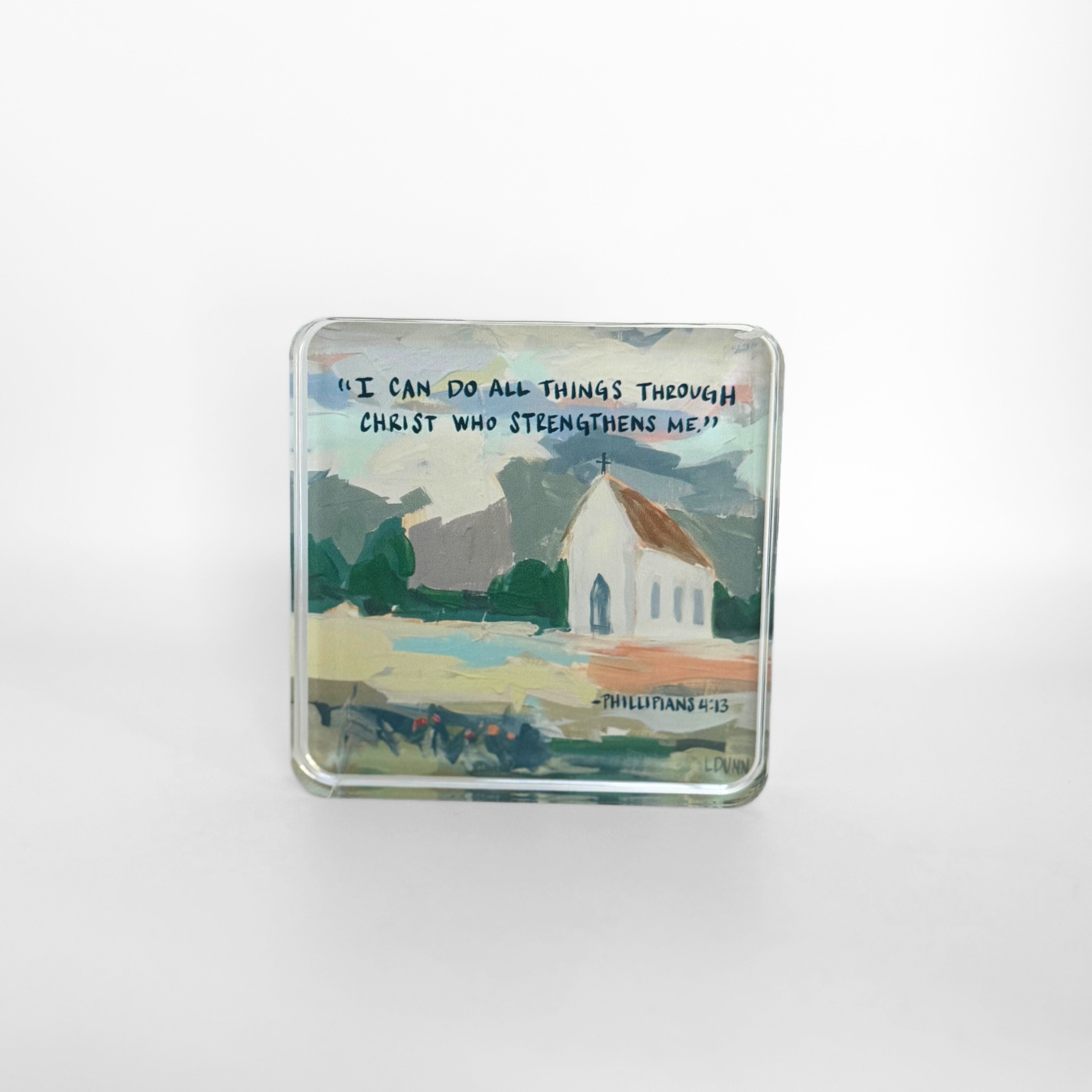 Phillipians 4:13 Acrylic Scripture Block