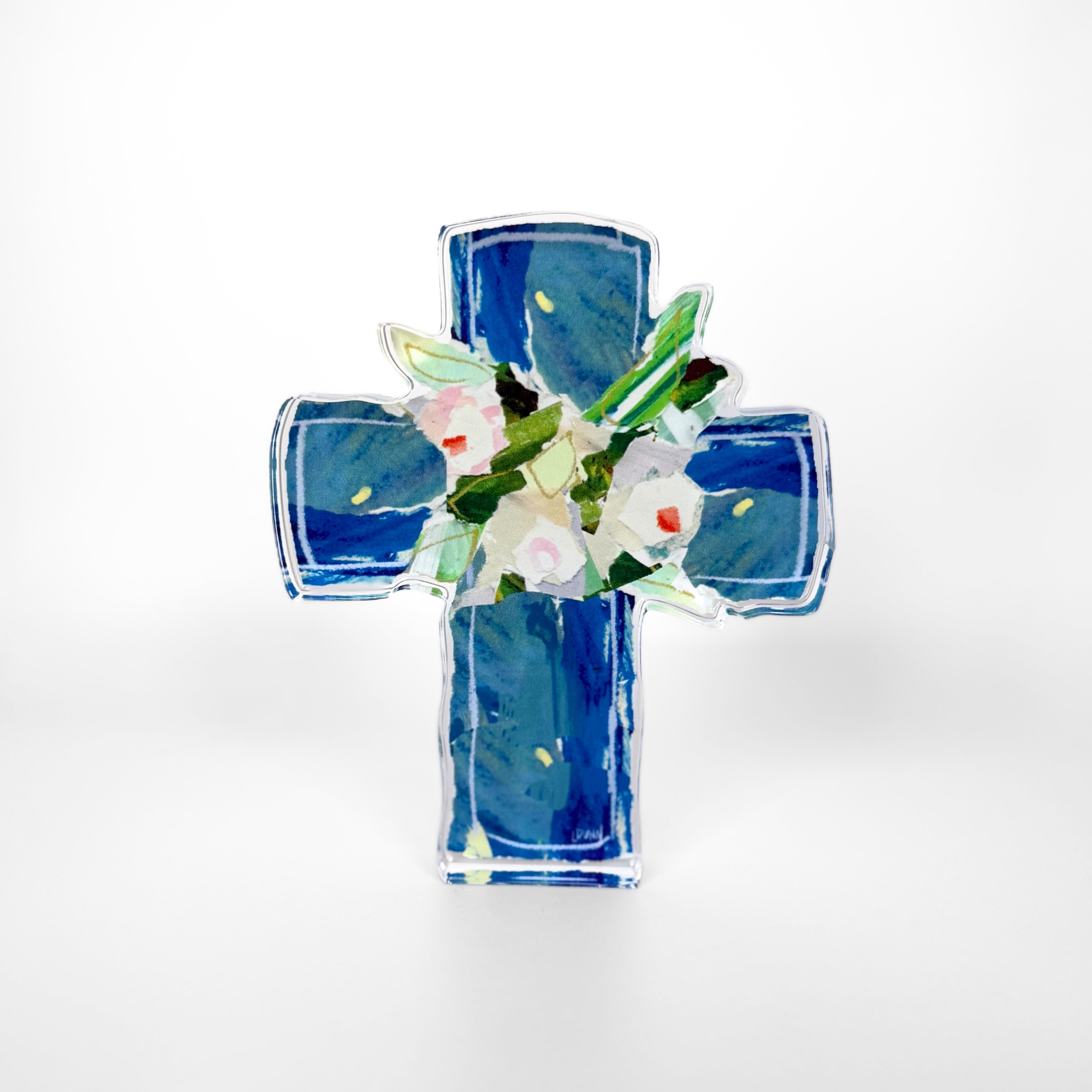 Blue Confetti Acrylic Cross