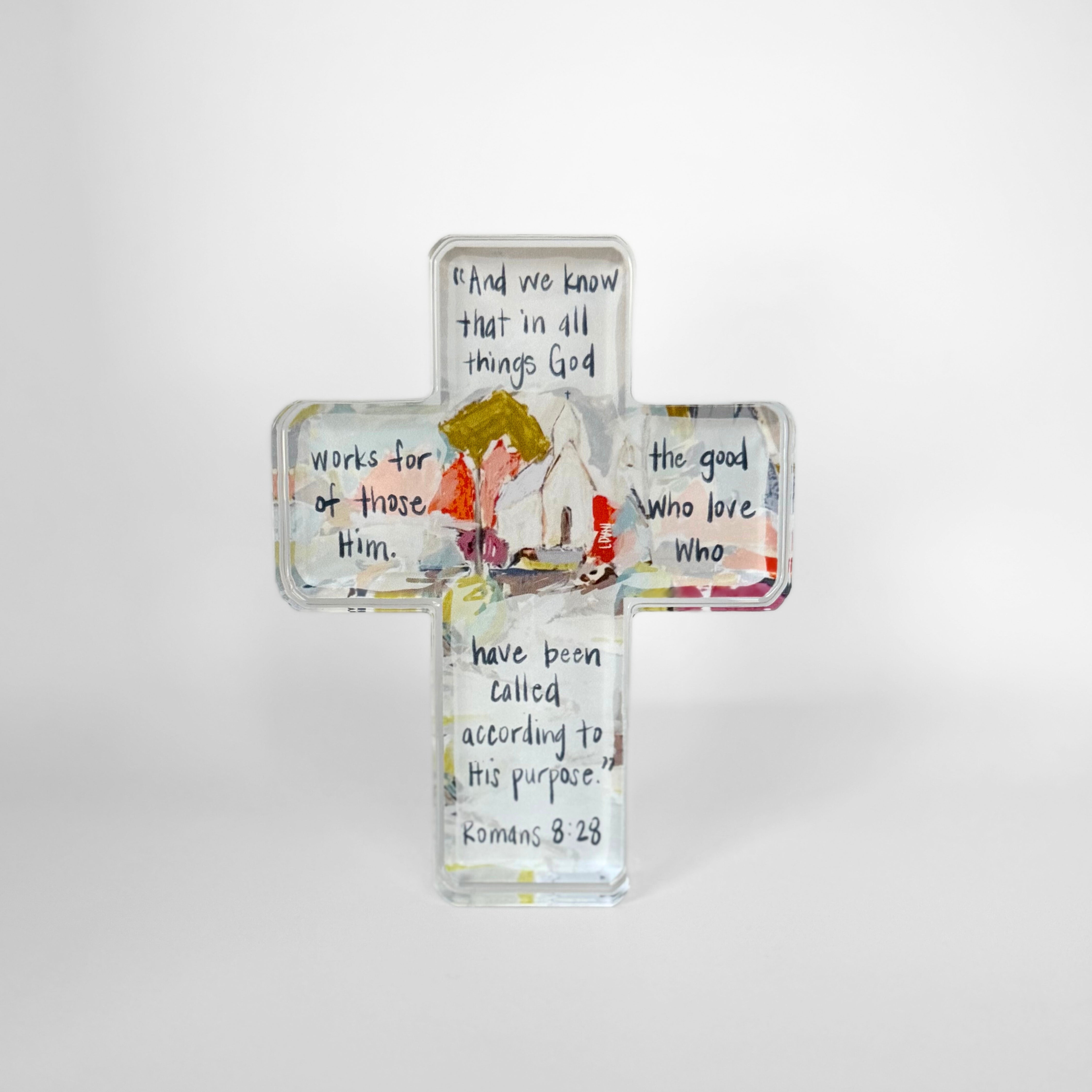 Romans 8:28 Acrylic Cross