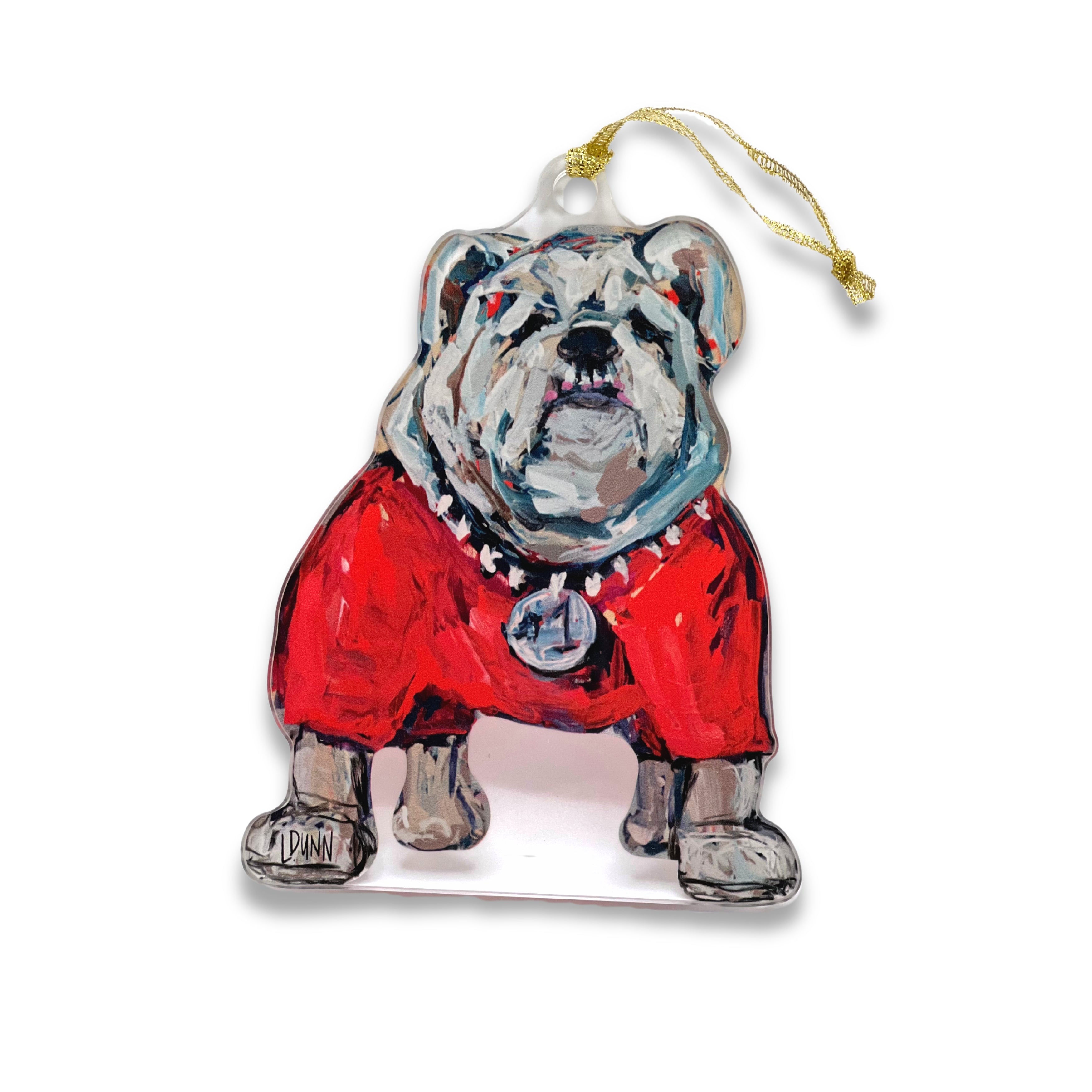 GEORGIA STANDING BULLDOG ACRYLIC MASCOT ORNAMENT