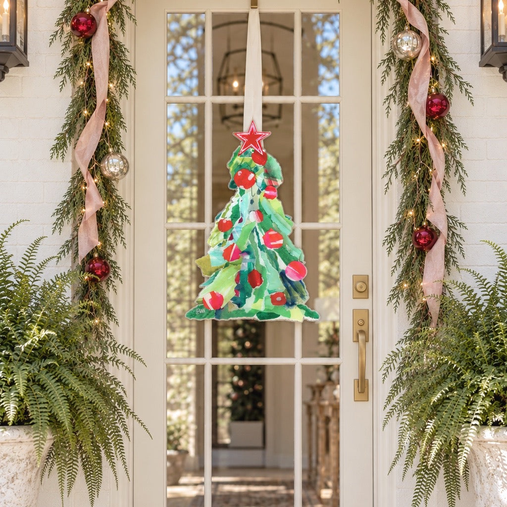 Green Merry Christmas Tree Door Hanger