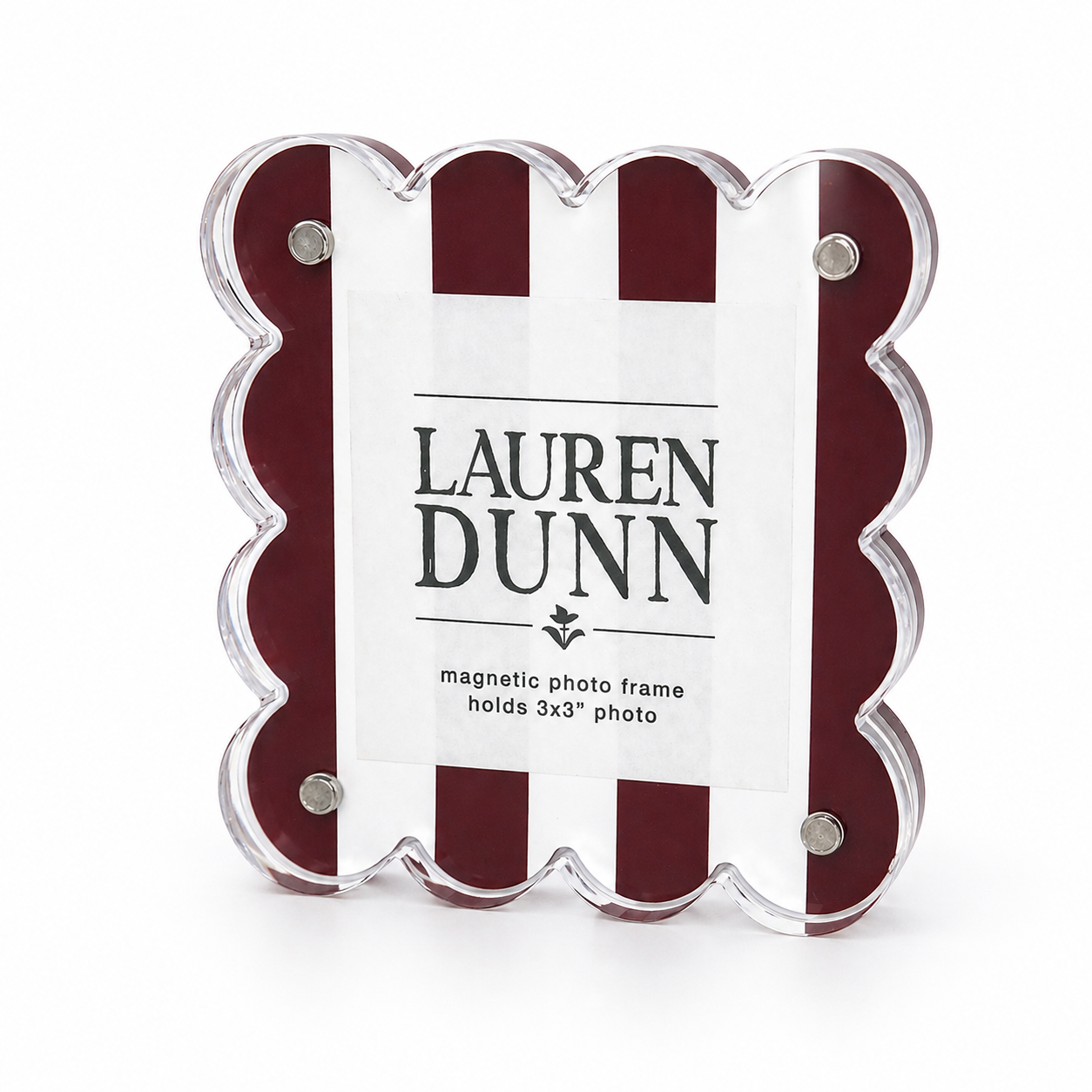 Maroon and White Striped Gameday Scalloped Acrylic Frame