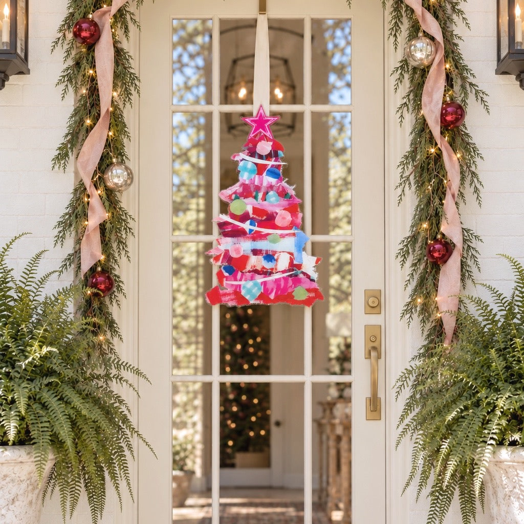 Red Merry Christmas Tree Door Hanger