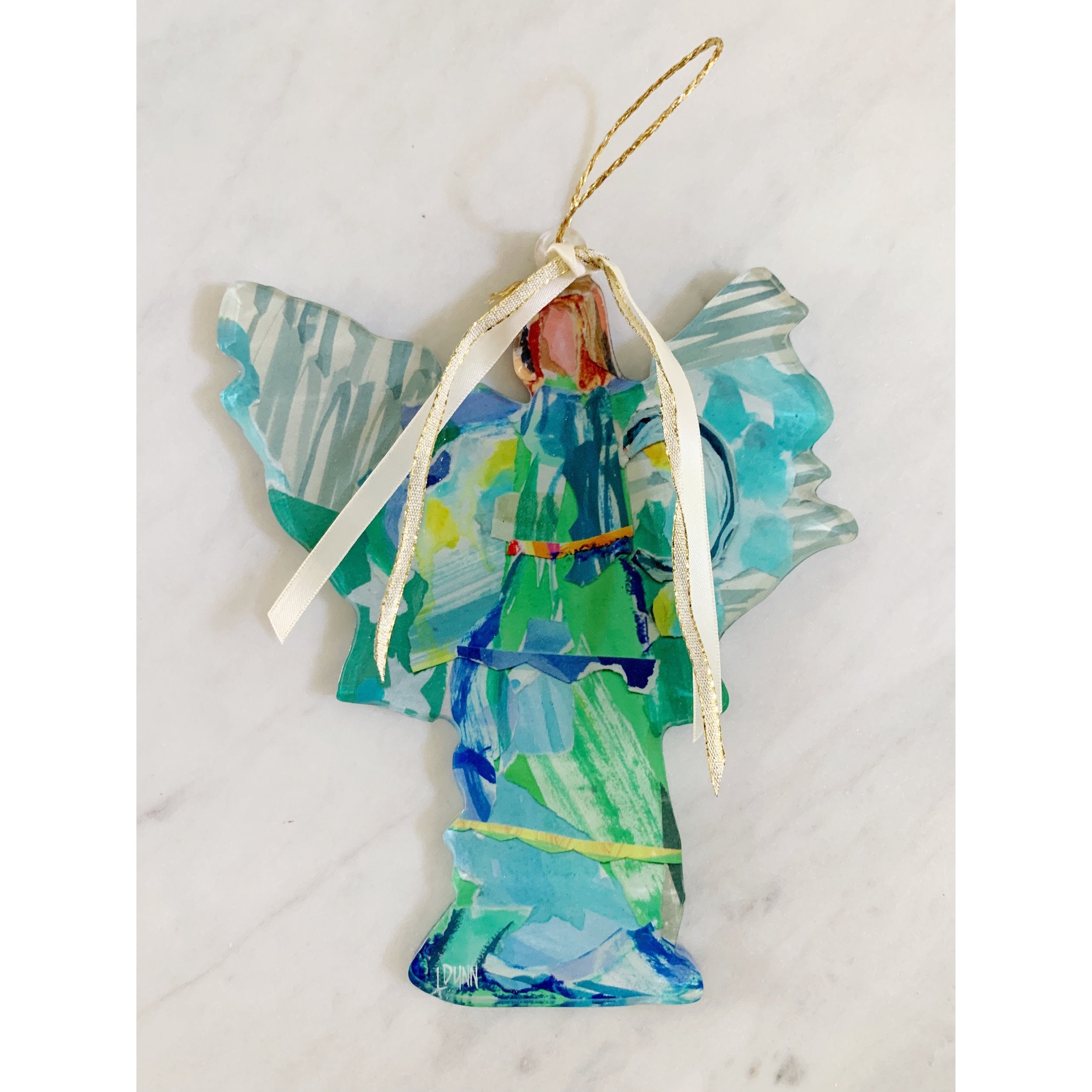 green acrylic angel ornament with wings