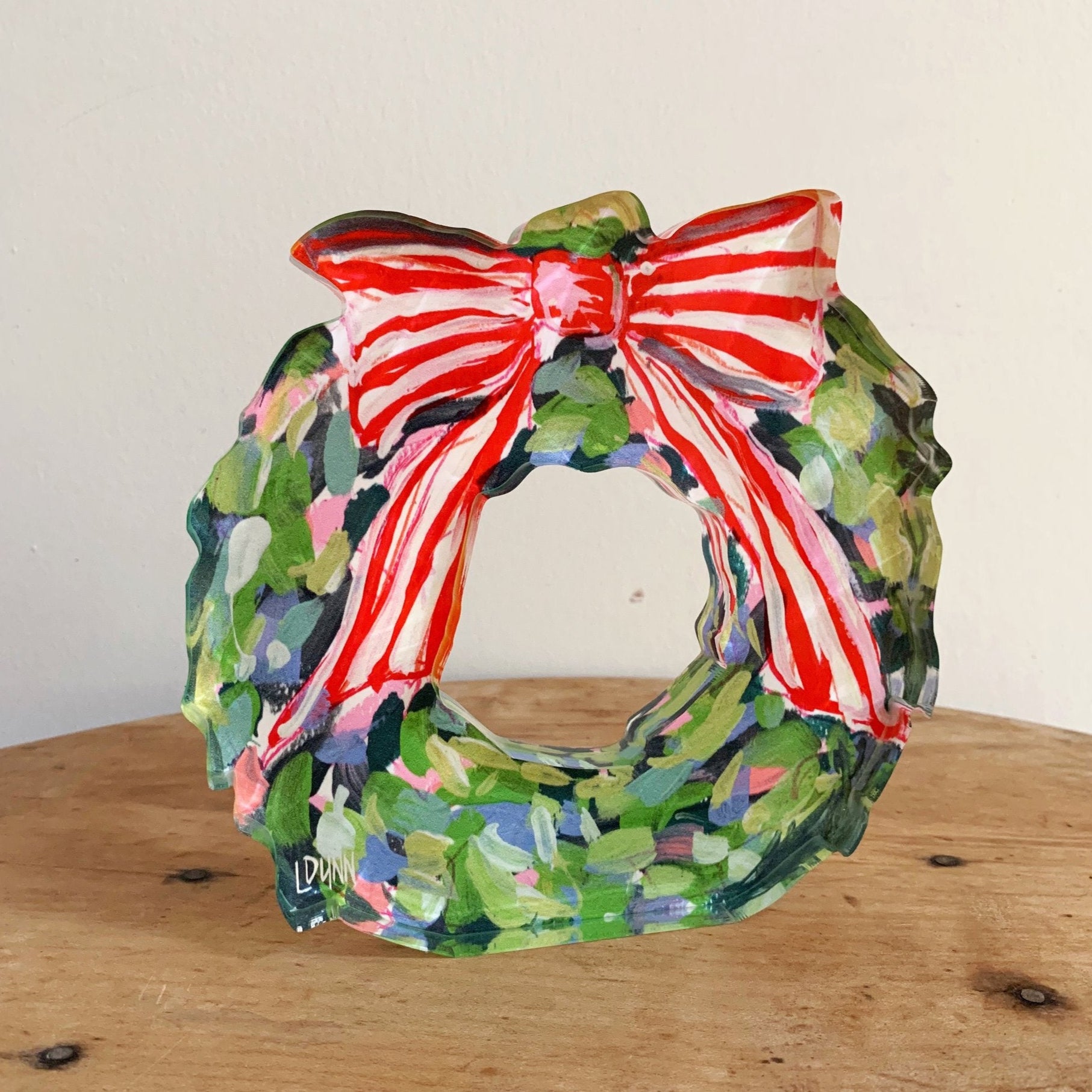 Acrylic Christmas wreath with bow