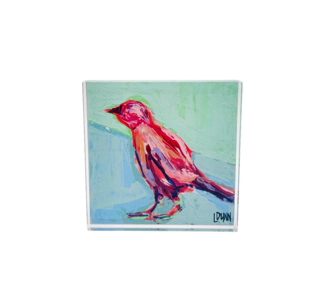 cardinal red acrylic block multicolored